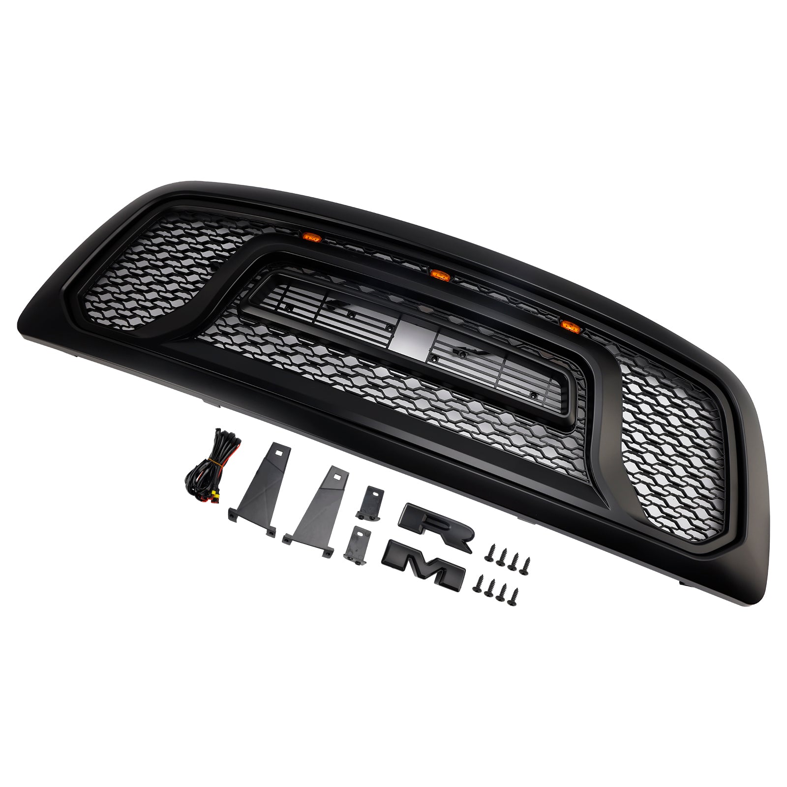 2009-2012 Dodge Ram 1500 W/ Led Light Black Front Bumper Grill Grille
