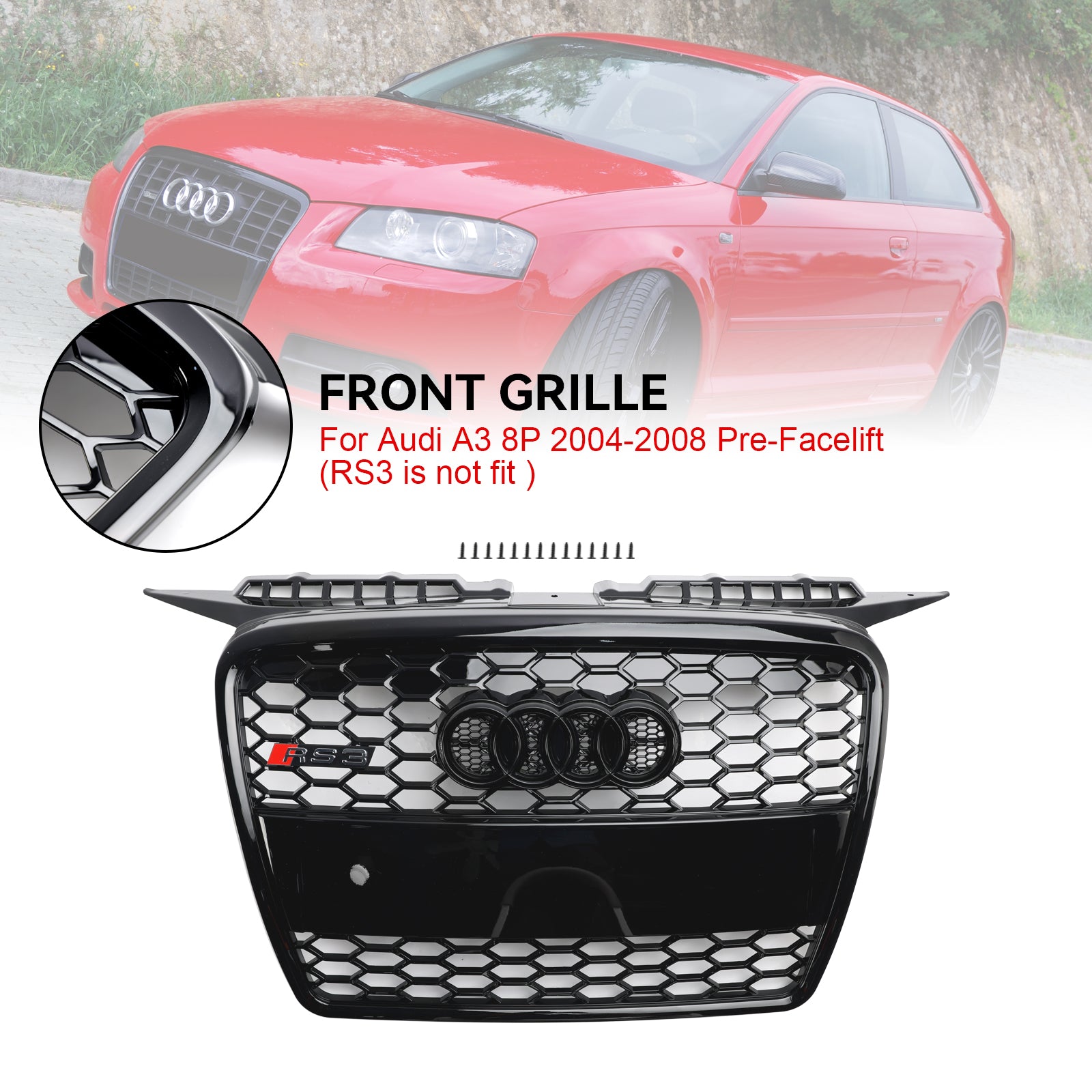 2004-2008 Audi A3 8p RS3 Style Front Bumper Grill Grill 8P4853651A