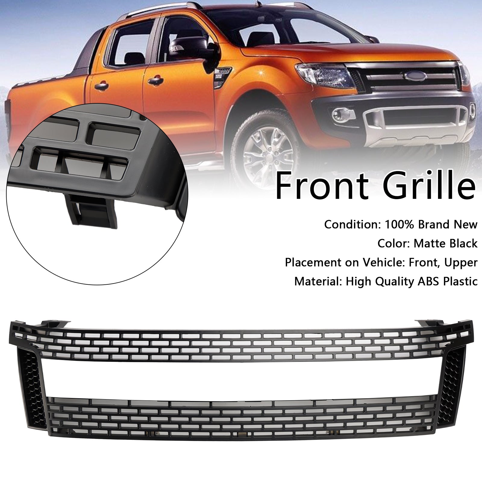 2012 2013 2014 Ford Ranger T6 PX1 Matt Black Front Front Frill Grille