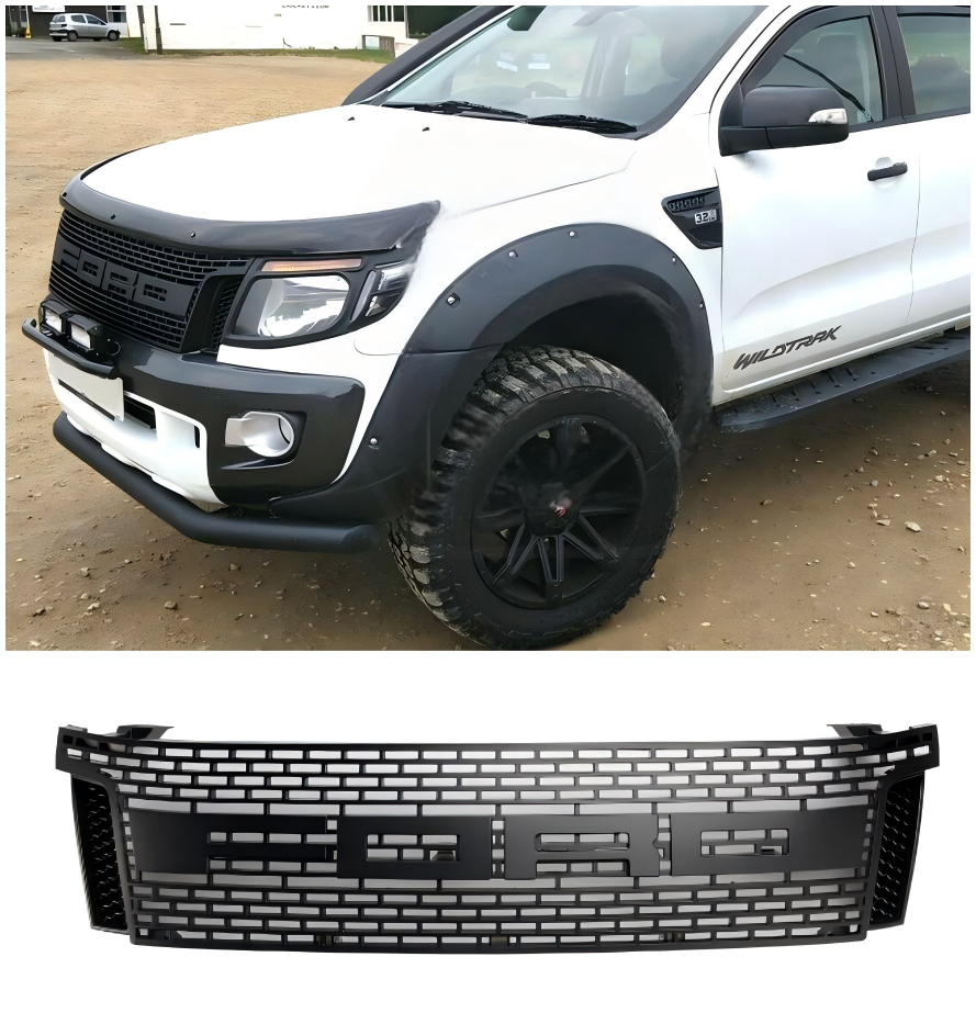 2012 2013 2014 Ford Ranger T6 PX1 Matt Black Front Bumper Grill Grille