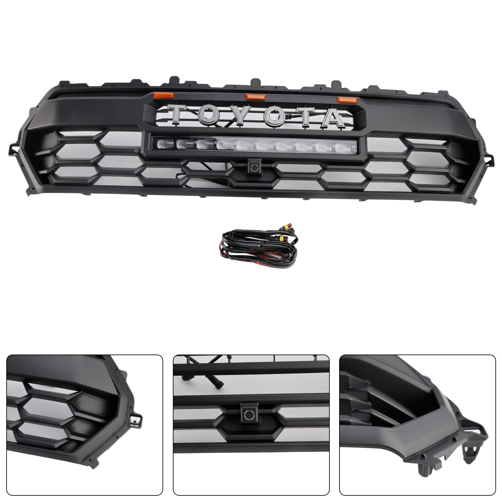 Parrilla delantera negra con LED para Toyota Tacoma 2024+ & Barra de luz
