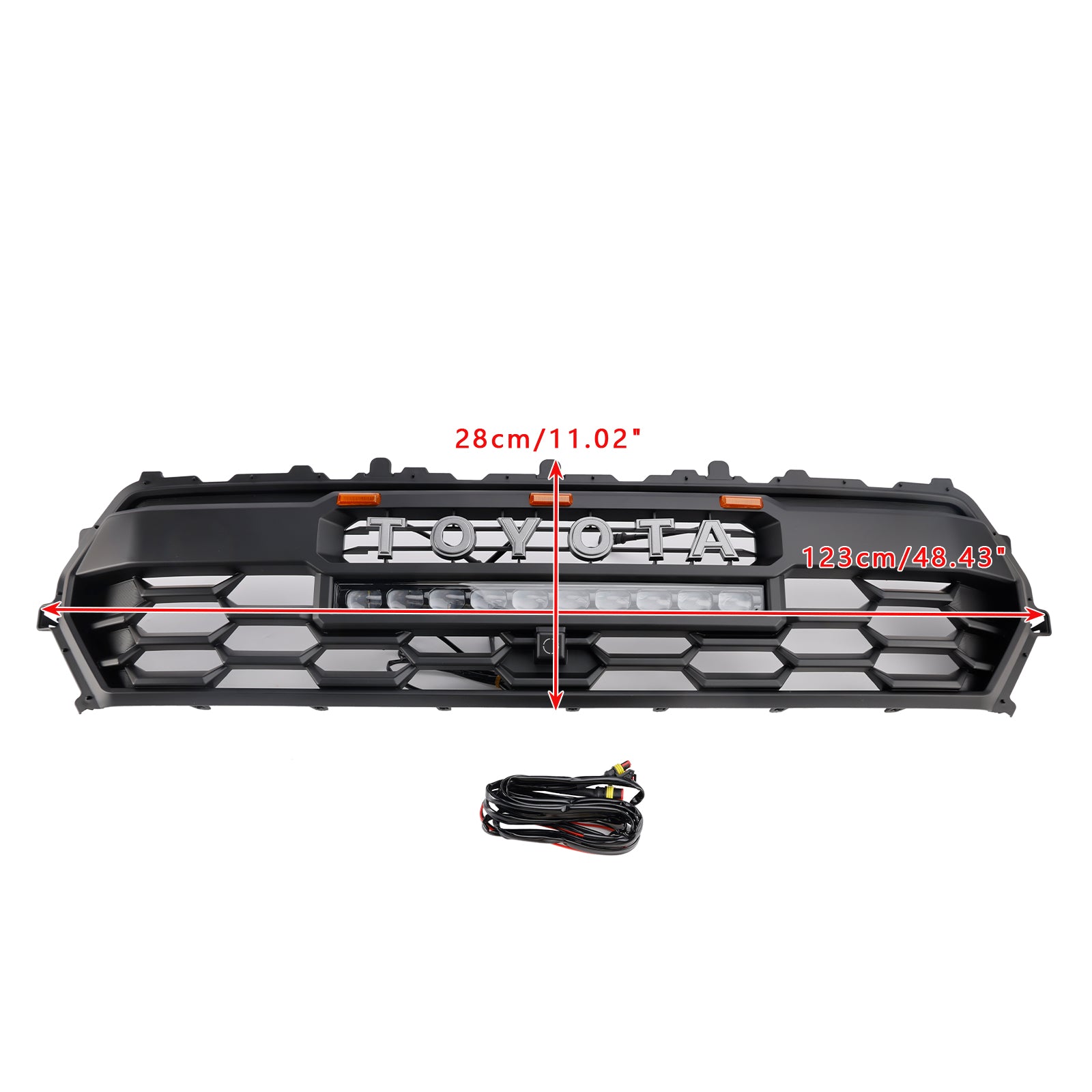 Parrilla delantera negra con LED para Toyota Tacoma 2024+ & Barra de luz