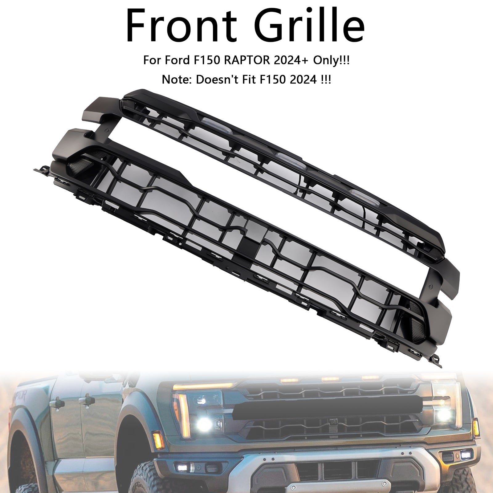 Zwarte voorbumpergrille, alleen geschikt voor Ford F150 RAPTOR 2024+
