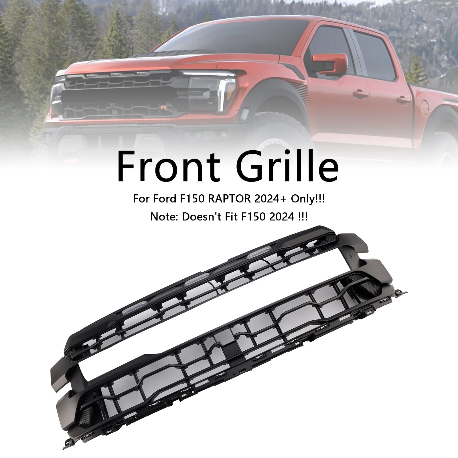 Zwarte voorbumpergrille, alleen geschikt voor Ford F150 RAPTOR 2024+
