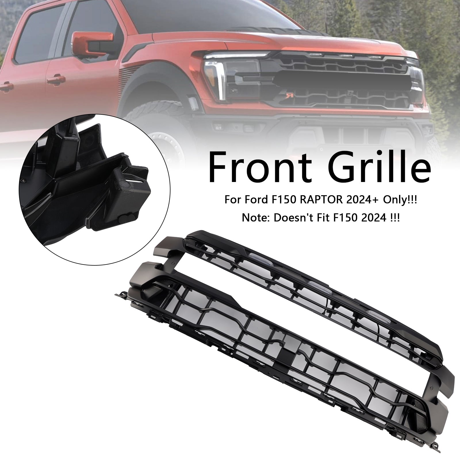 Zwarte voorbumpergrille, alleen geschikt voor Ford F150 RAPTOR 2024+