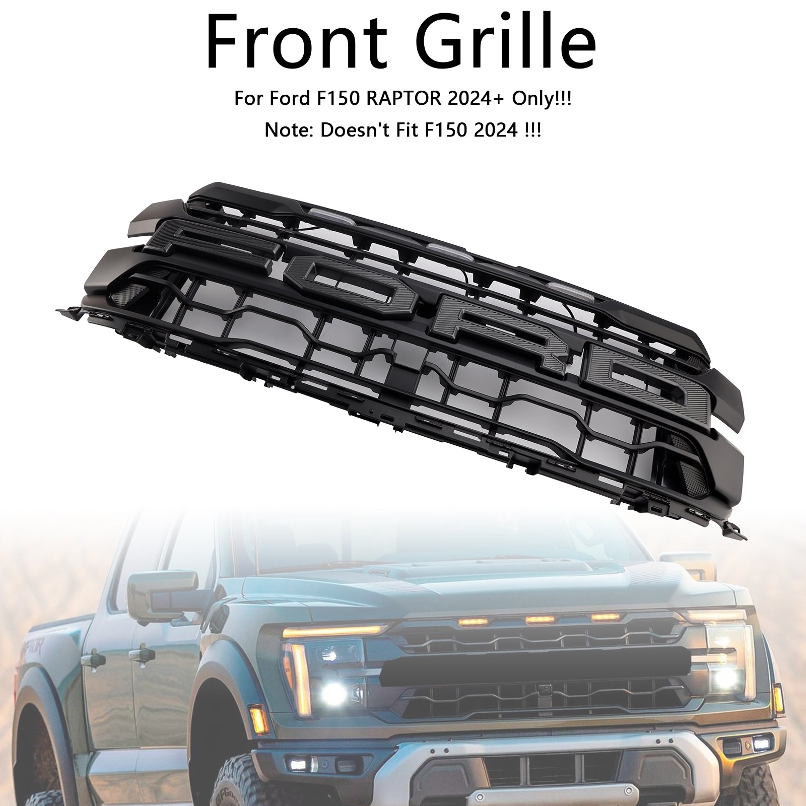 2024+ Ford F150 Raptor Black Front Bumper Grill Grill