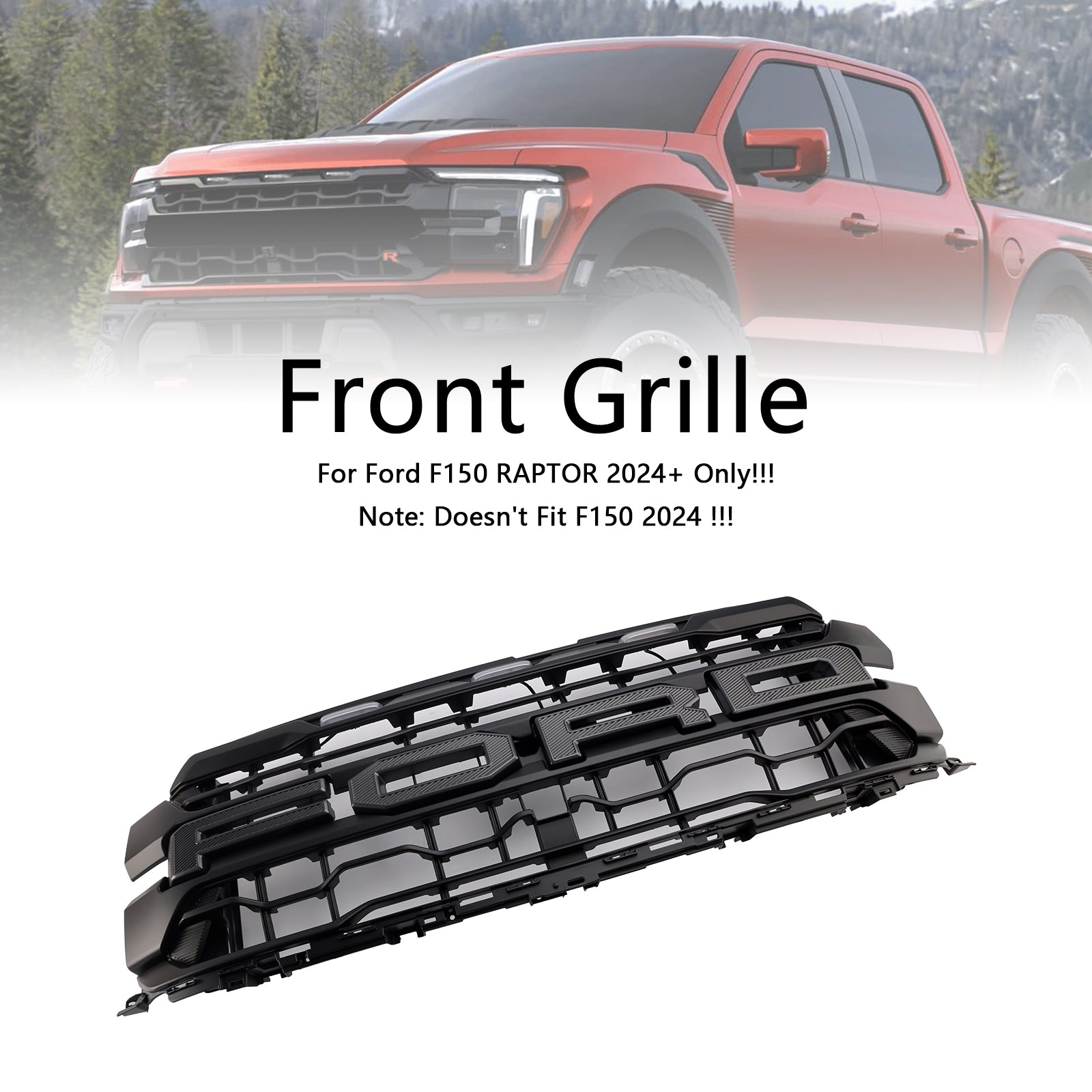 2024+ Ford F150 Raptor Black Front Bumper Grill Grill