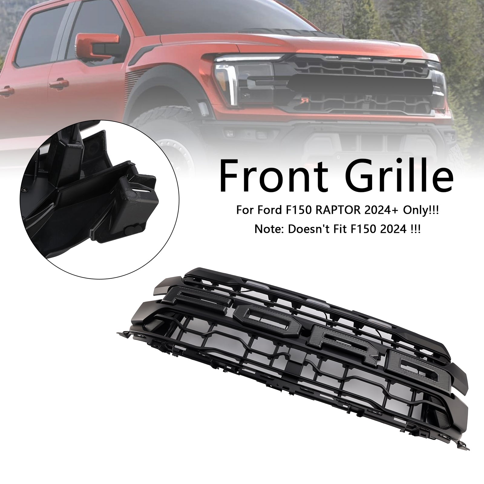 2024+ Ford F150 Raptor Black Front Bumper Grill Grill