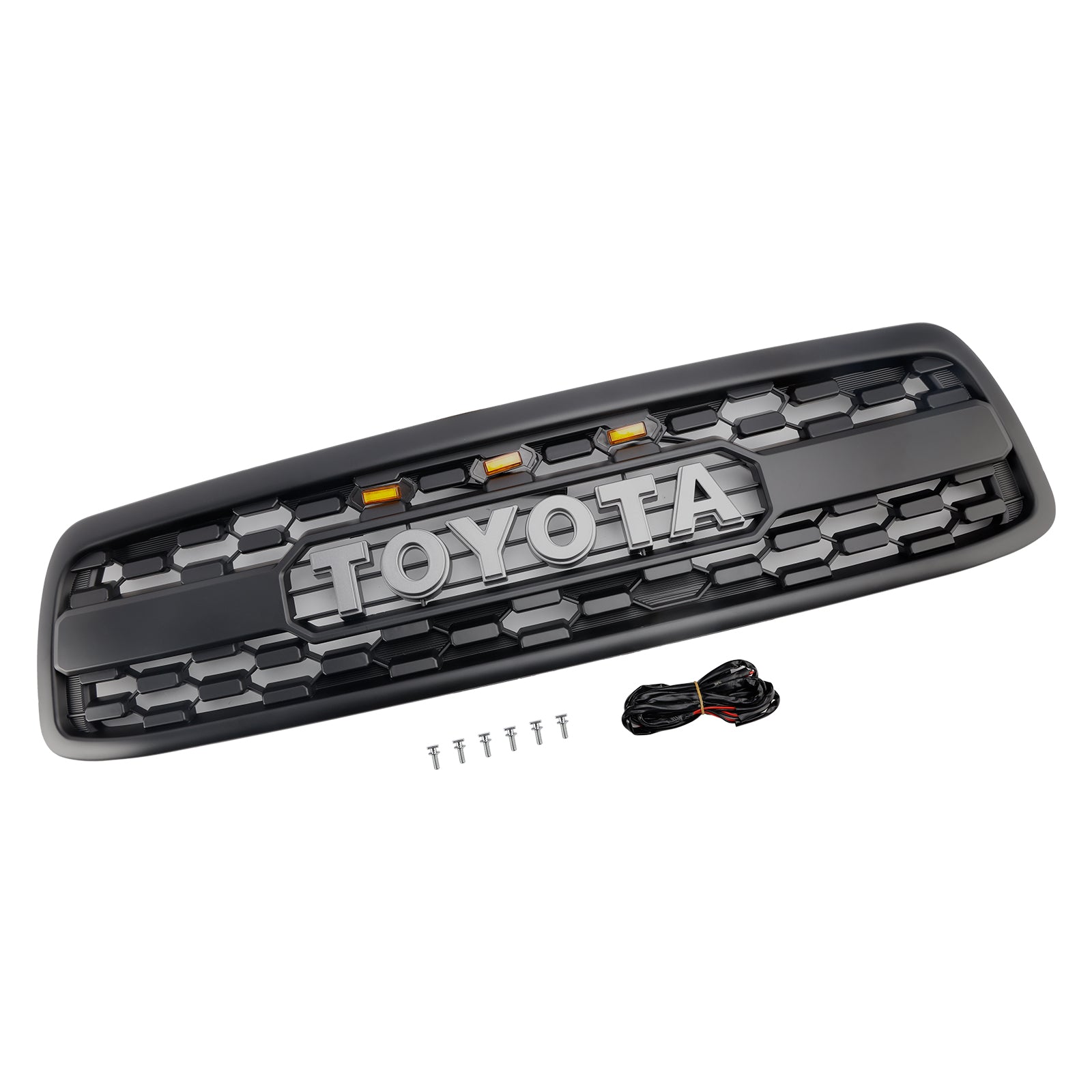 Matzwarte voorbumpergrill voor Toyota Tundra 2000-2002 W/LED