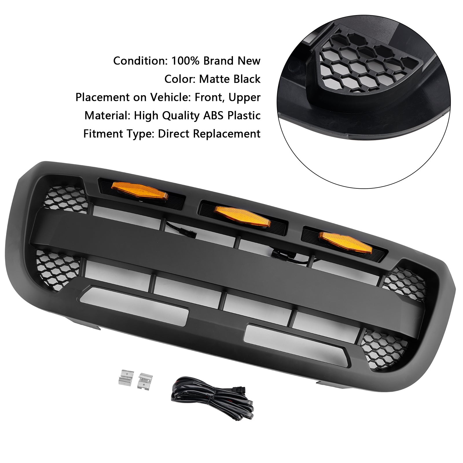 2004-2011 Ford Ranger avec lumière LED Grille de pare-chocs avant noire mate