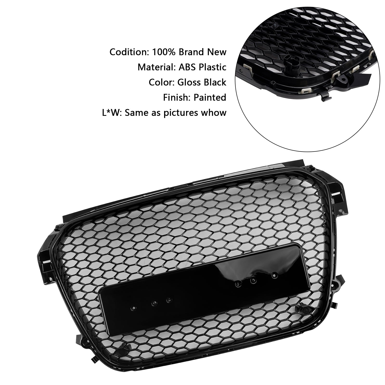 2010-2014 Audi A1 S1 Pre-Facelift Glanzend Zwart Honingraat Bumper Grill Grille