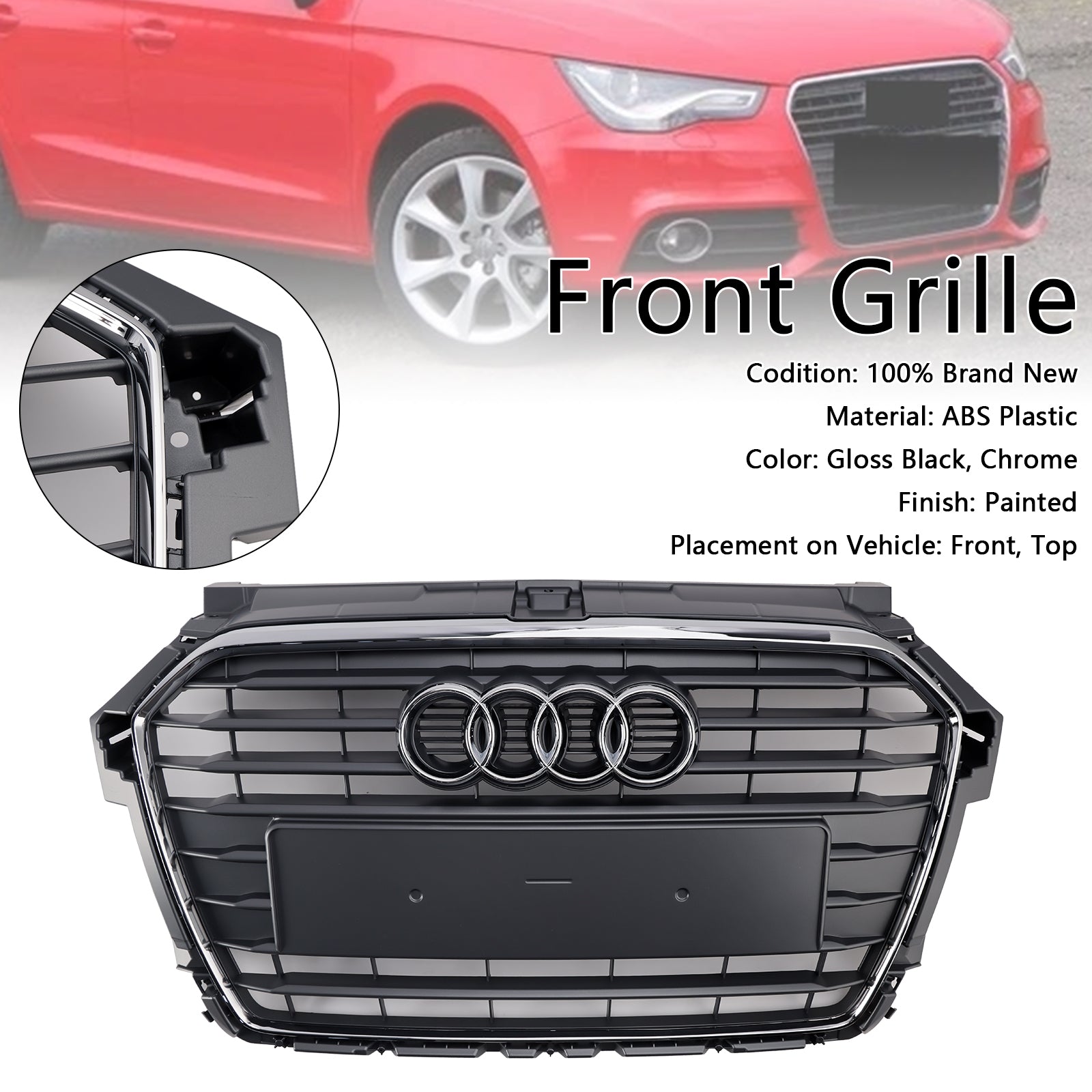 2016-2019 Audi A1 S1 Mk1 Facelift Chrome Front Bumper Grille Grill