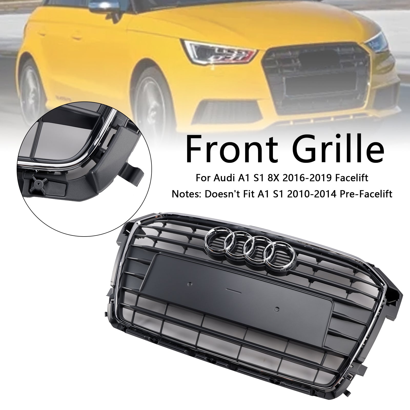 2016-2019 Audi A1 S1 Mk1 Facelift Chrome Front Bumper Grille Grill
