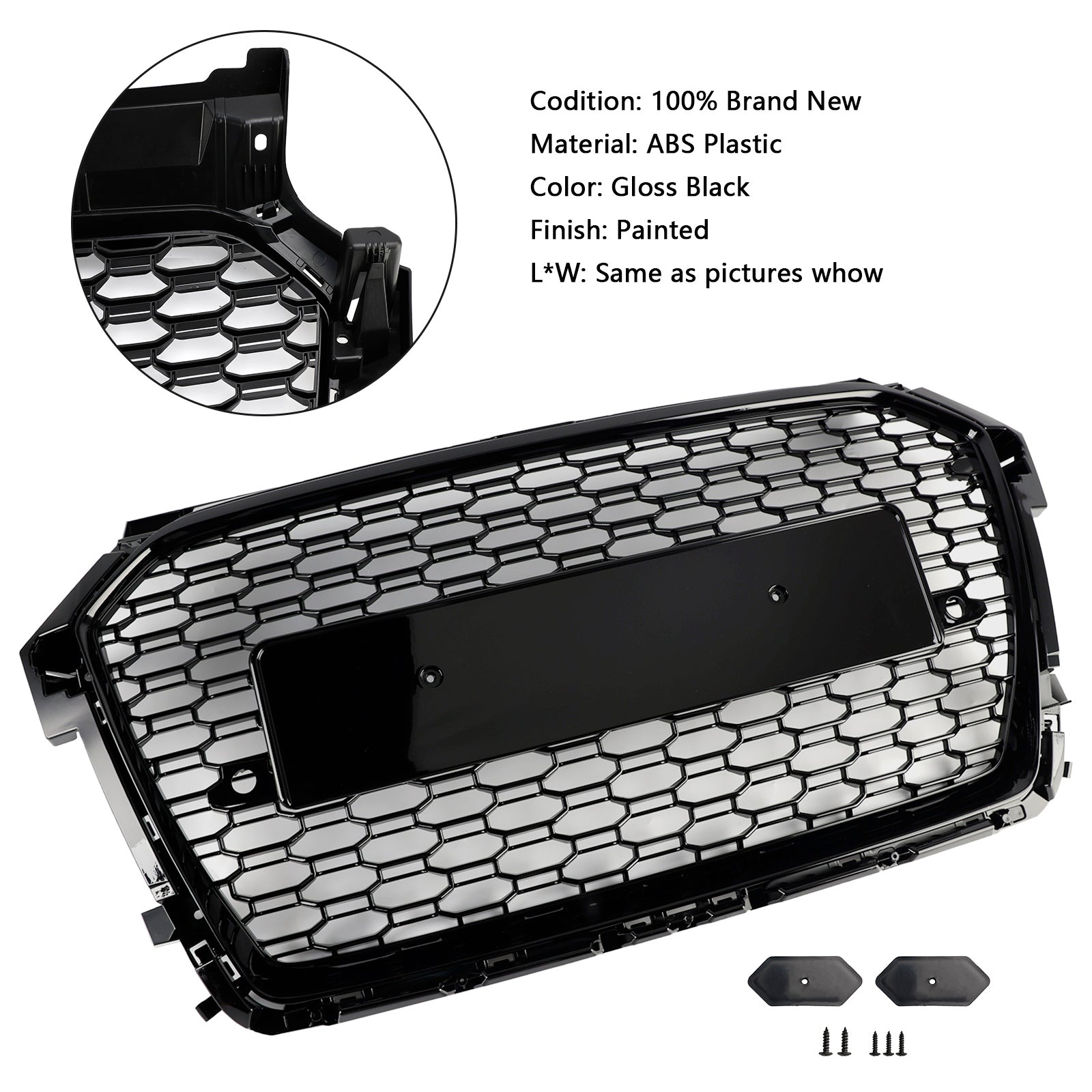 2016 2017 2018 2019 Audi A1 S1 8X Facelift RS Style Honeycomb Bumper Grille Black