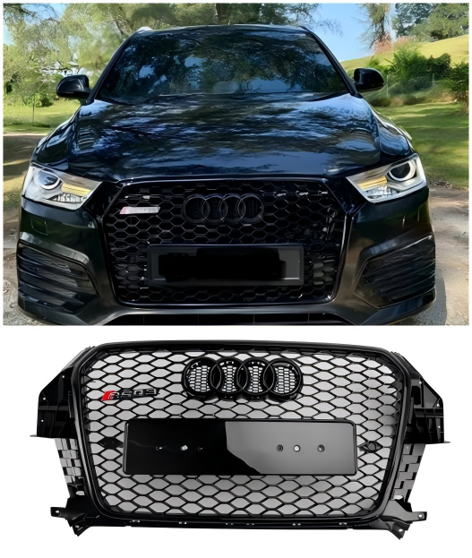 2011-2015 Audi Q3 S-Line RSQ3 Style Gloss Gloss Black Front Honeycomb Mash Grille