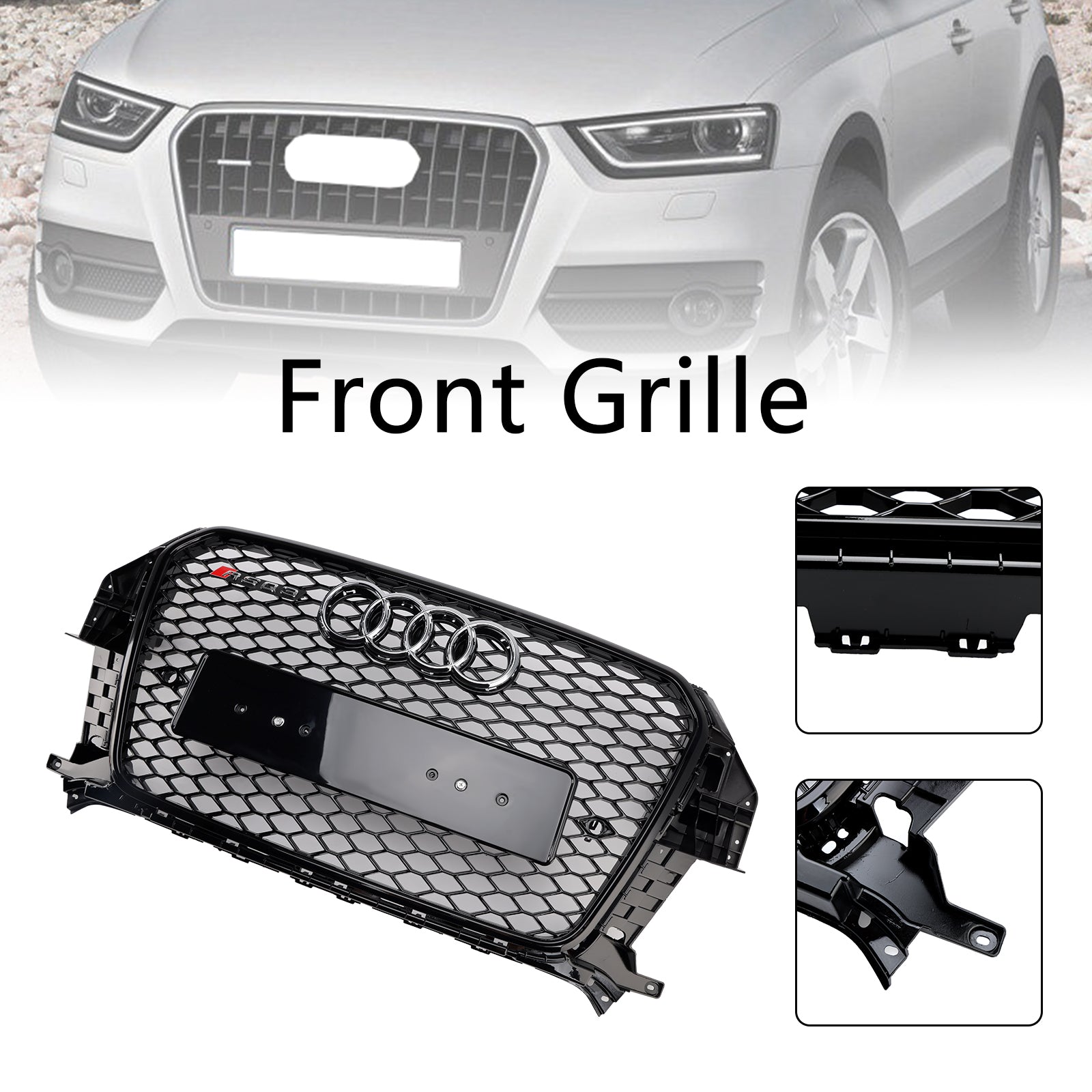 2011-2015 Audi Q3 S-Line RSQ3 Style Front Honeycomb Mesh Grille Bloss Black