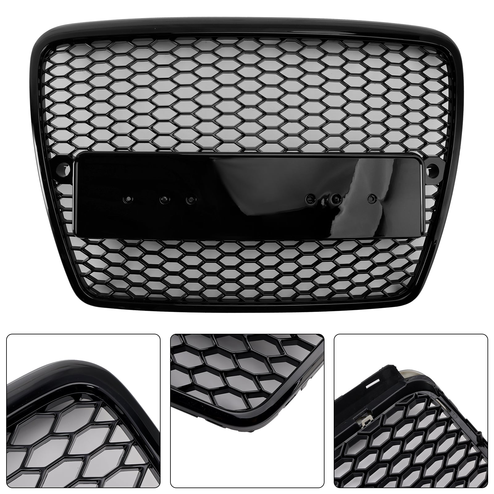 2004 2005 2006 2007 2008 Audi A6 C6 Pre-Facelift Rejilla de parachoques frontal negra tipo panal