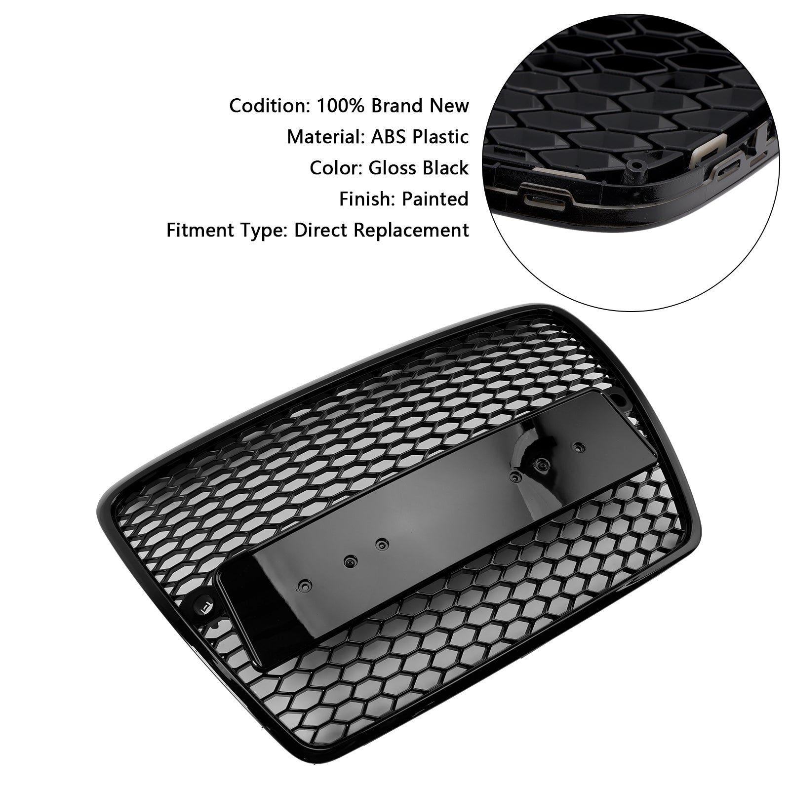 2004-2008.10 Audi A6 C6 Pre-Facelift Black Front Honeycomb Bumper Grill Grill