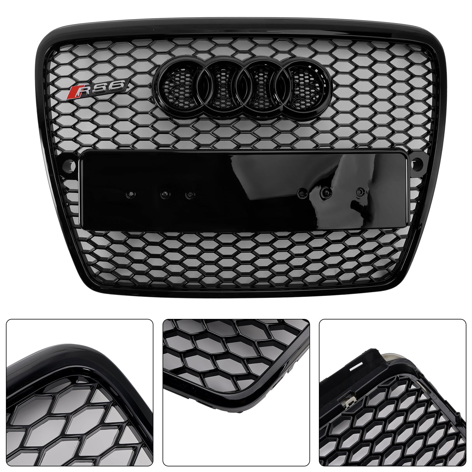 2004 2005 2006 2007 2008 Audi A6 C6 Pre-Facelift Black Front Honeycomb Bumper Grill Grill