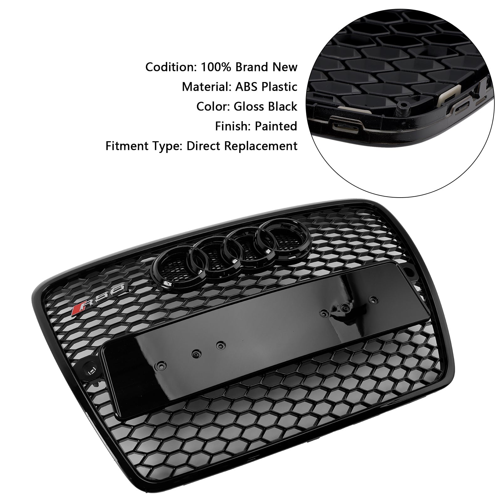 2004 2005 2006 2007 2008 Audi A6 C6 Pre-Facelift Black Front Honeycomb Bumper Grill Grill