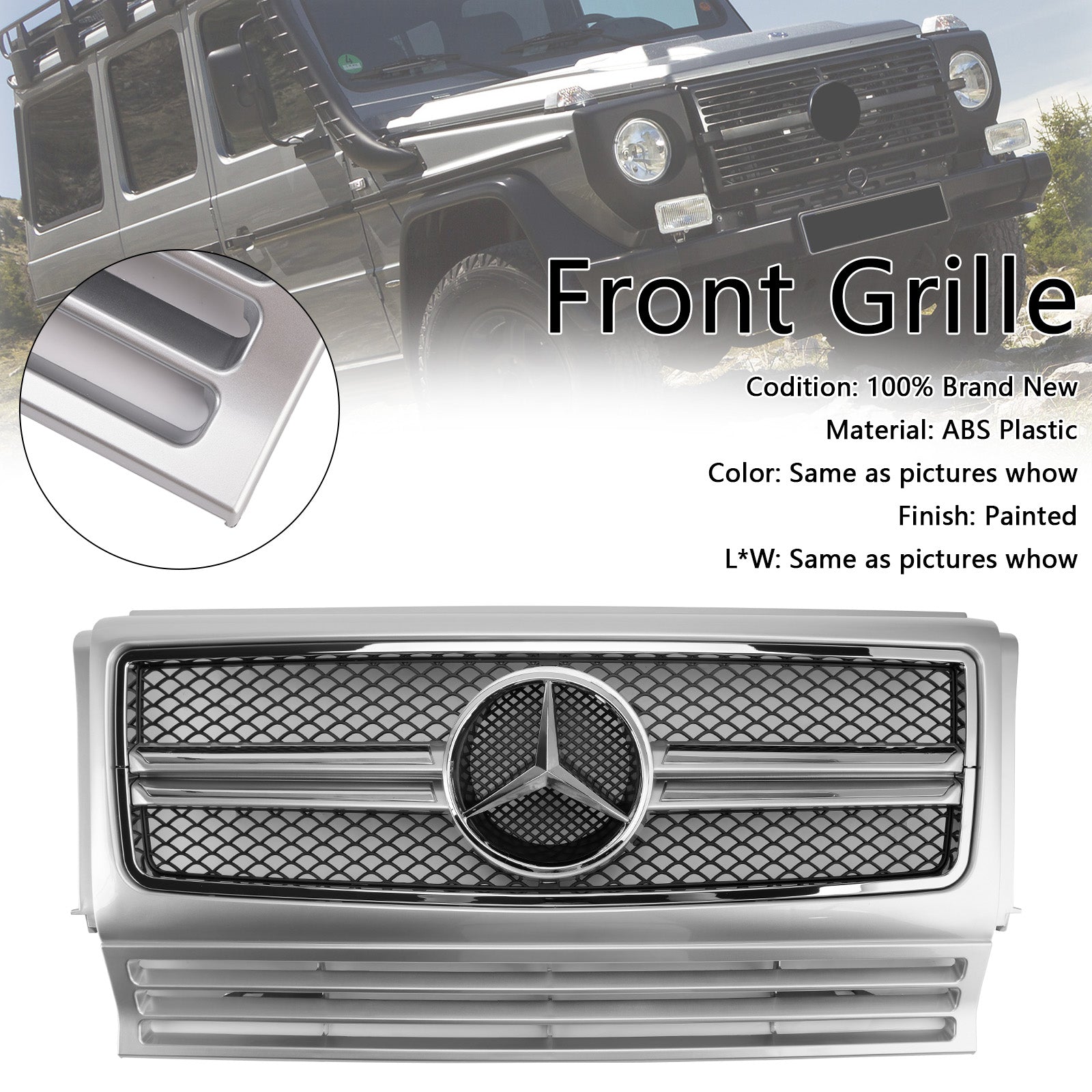 1990-2018 Mercedes Benz W463 Chrome Black Front Bumper Grille Grill Generic