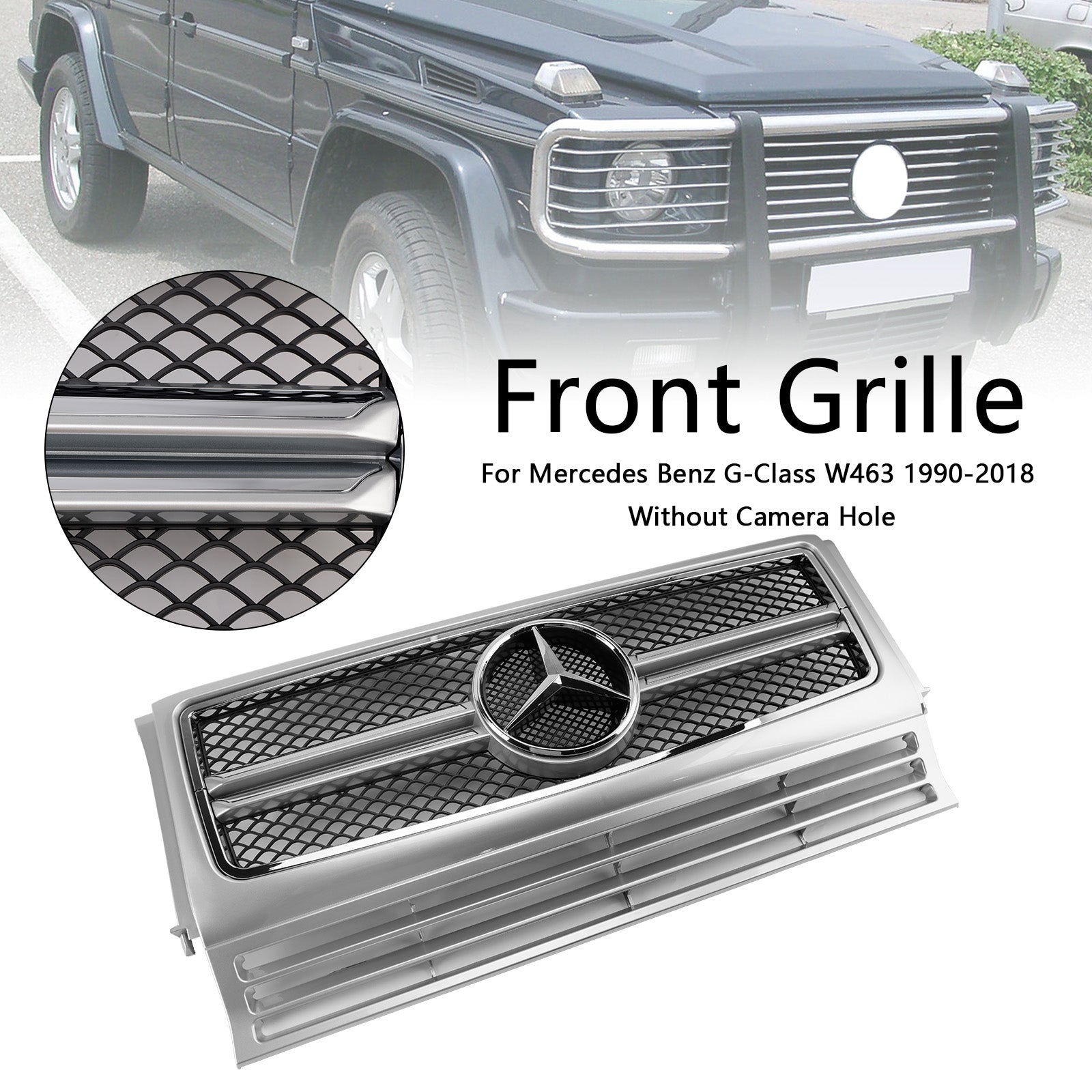 1990-2018 Mercedes Benz W463 Chrome Black Front Bumper Grille Grill Generic
