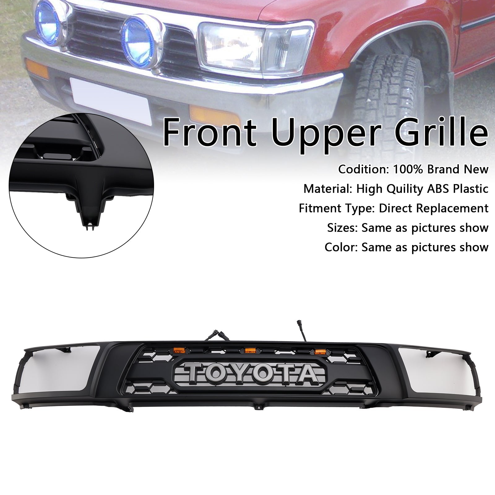1992 1993 1994 1995 Toyota 4Runner med LED Matte Black Front Bumper Grill Grill