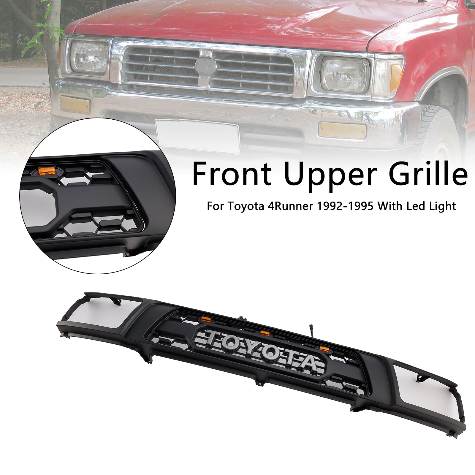 1992 1993 1994 1995 Toyota 4Runner med LED Matte Black Front Bumper Grill Grill
