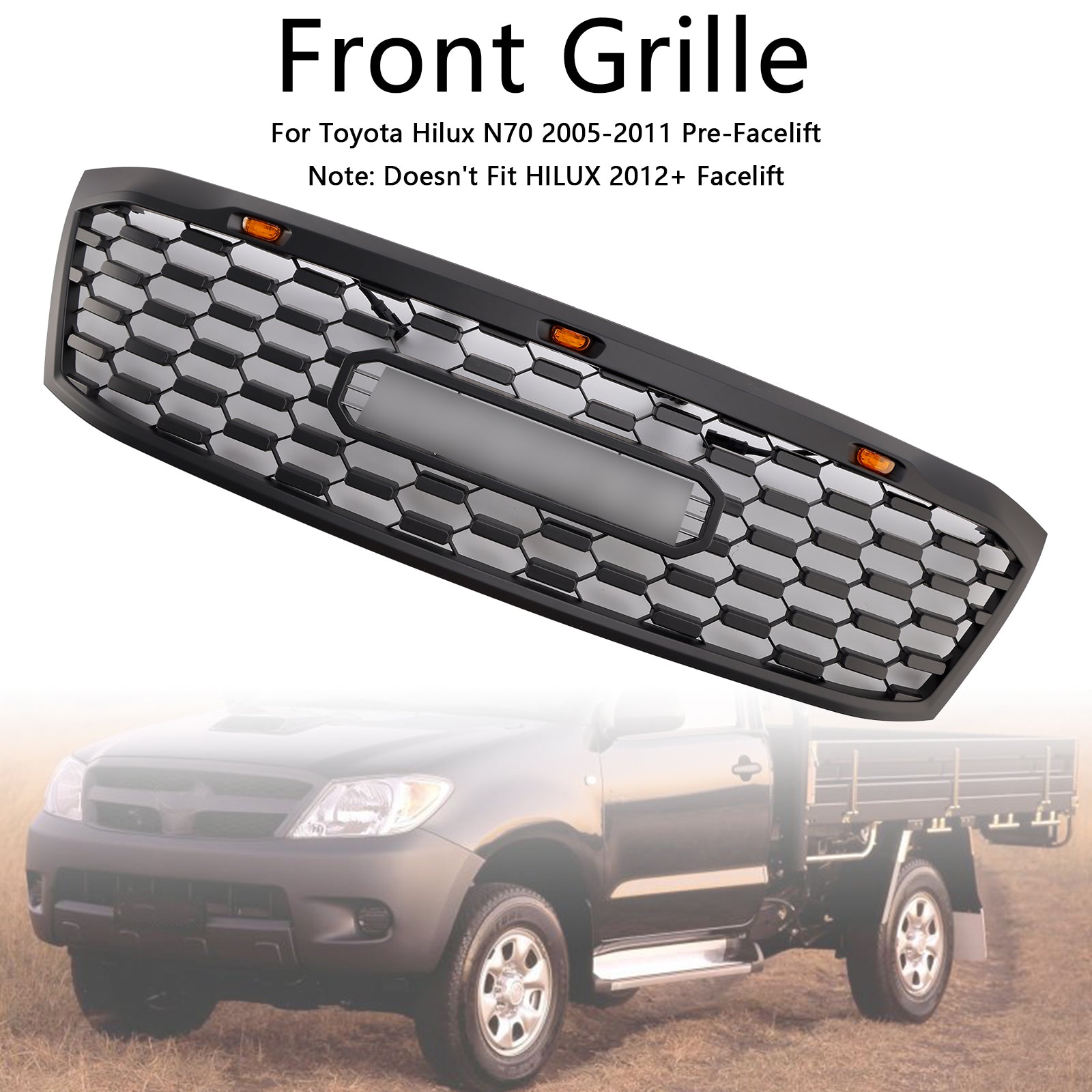 2005-2011 Toyota Hilux N70 pré-lifting avec grille de pare-chocs avant noire LED