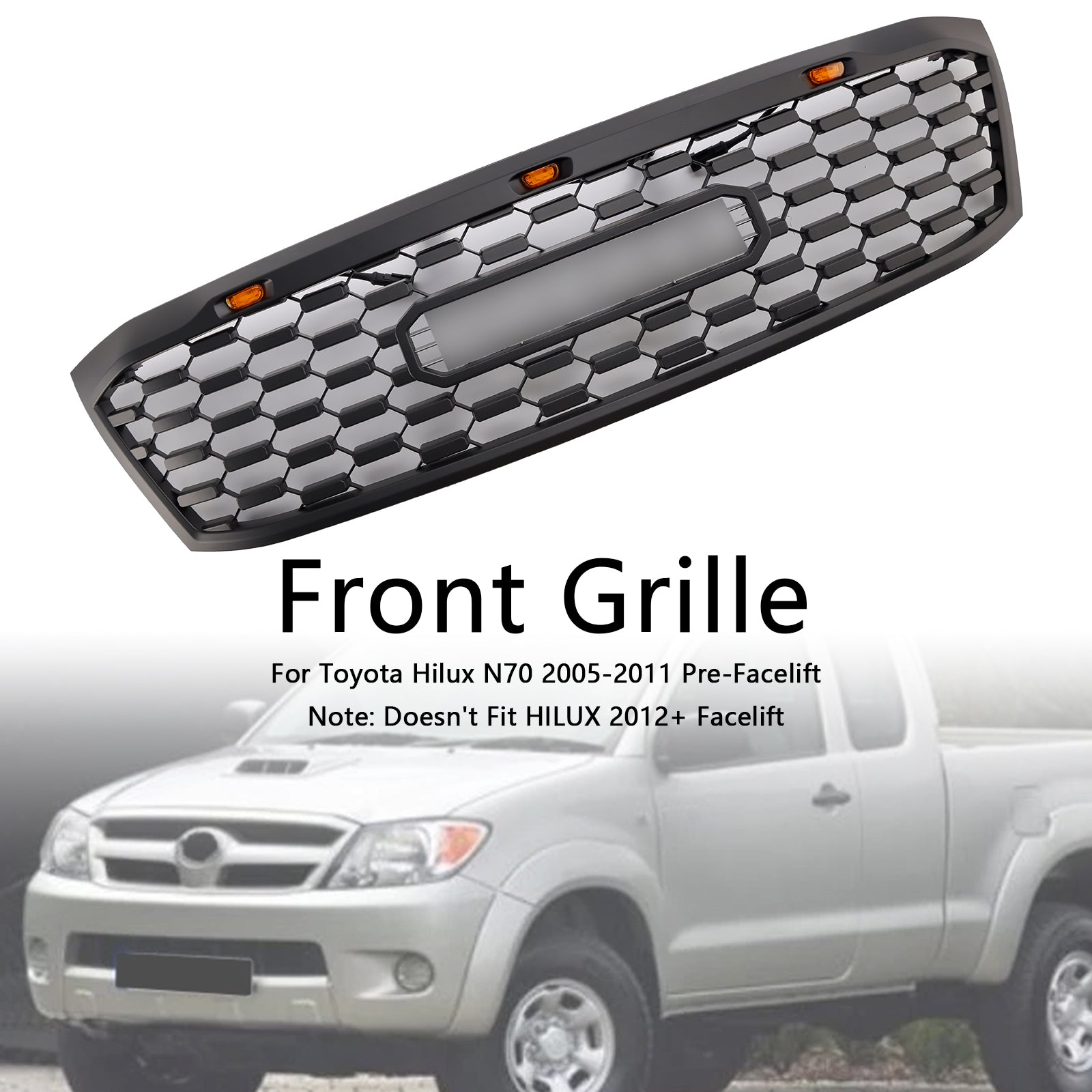 2005-2011 Toyota Hilux N70 pré-lifting avec grille de pare-chocs avant noire LED