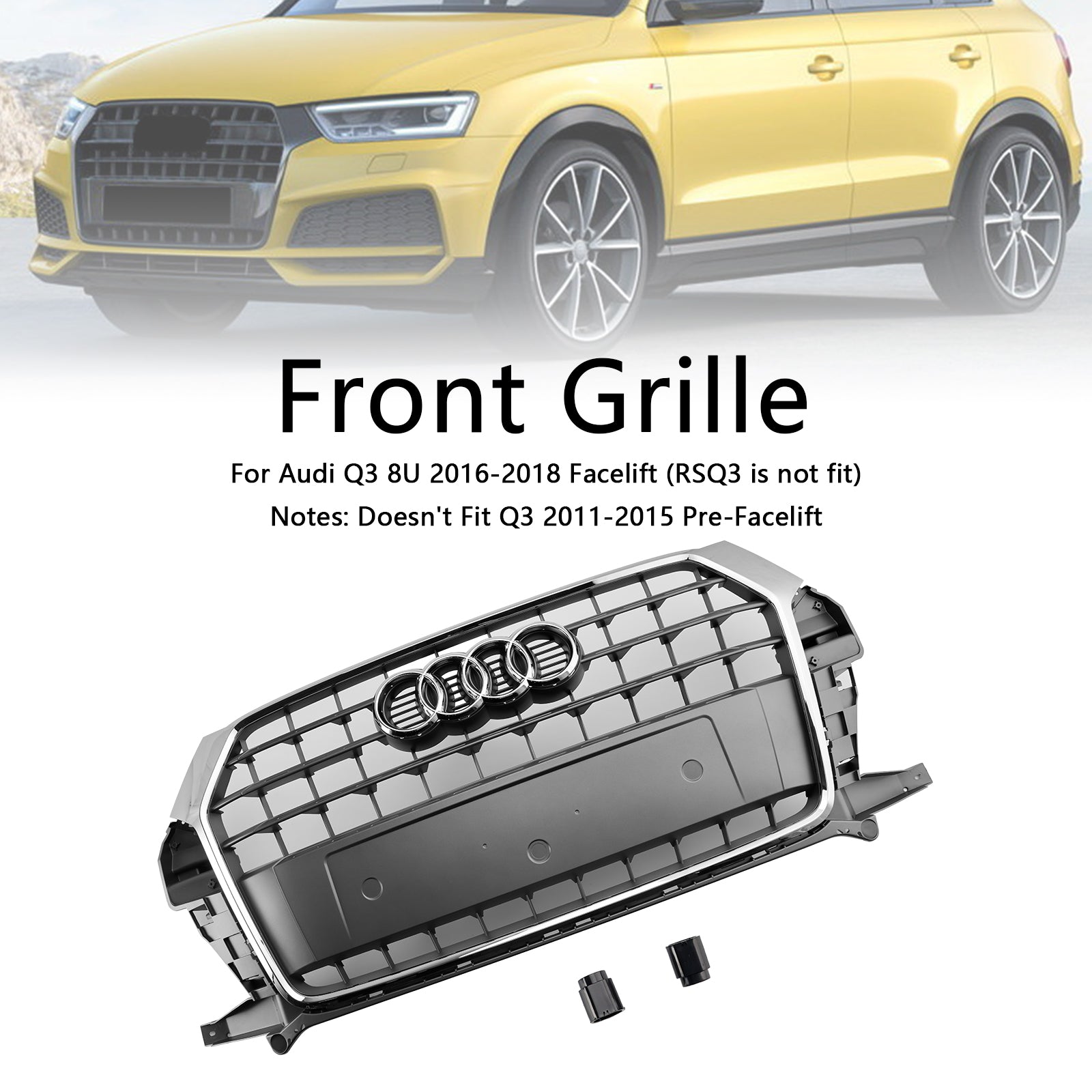 2016-2018 Audi Q3 8U facelift Chrome Front Bumper Grill Grille 8U0853653M