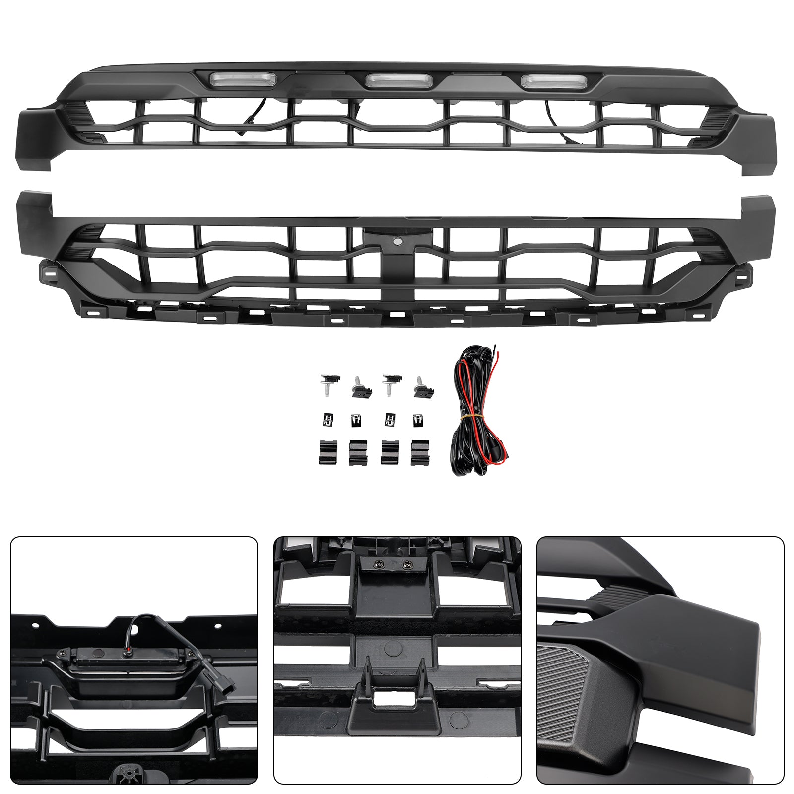 2024+ Ford F150 With LED Black Front Bumper Grille Grill