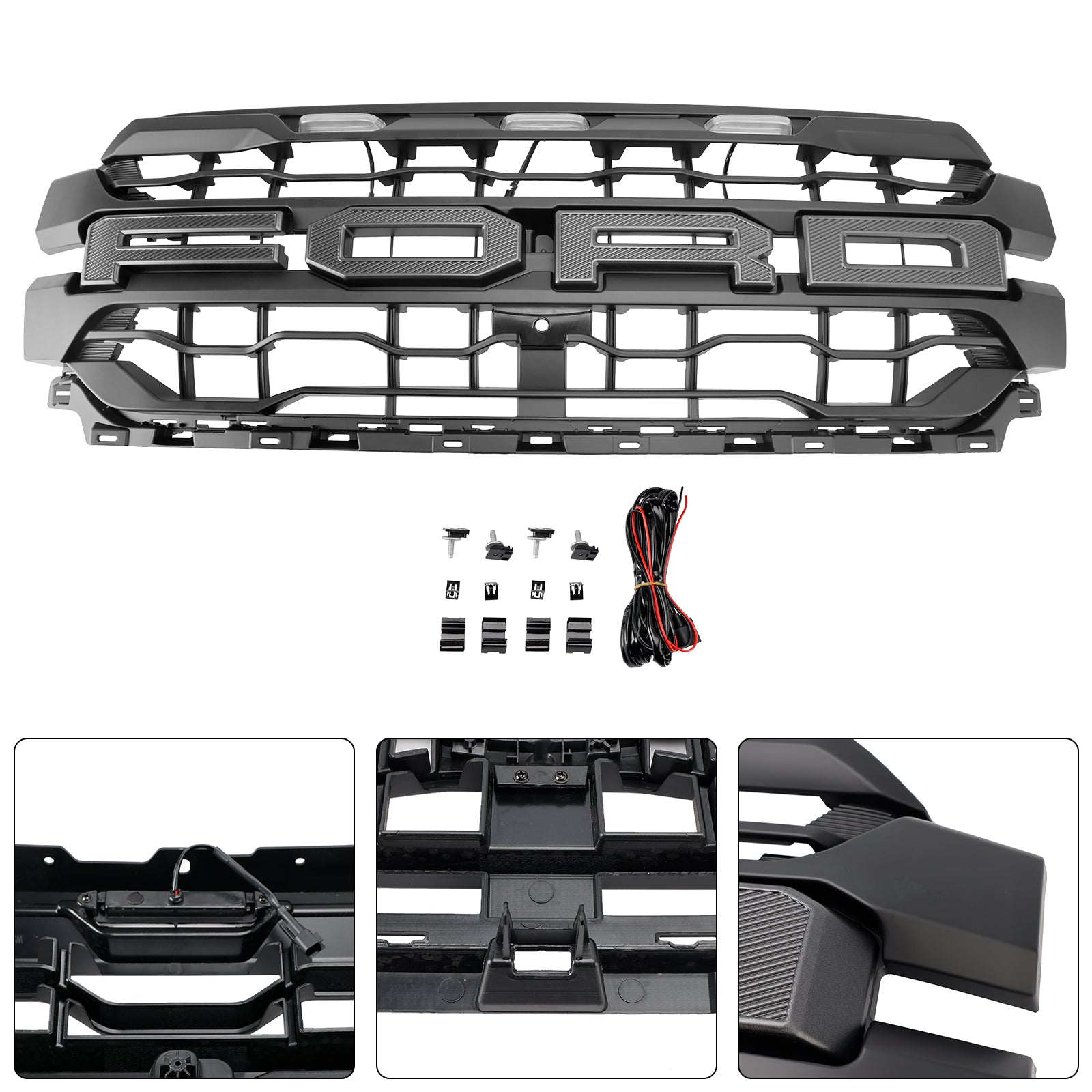 2024+ Ford F150 With LED Black Front Bumper Grille Grill