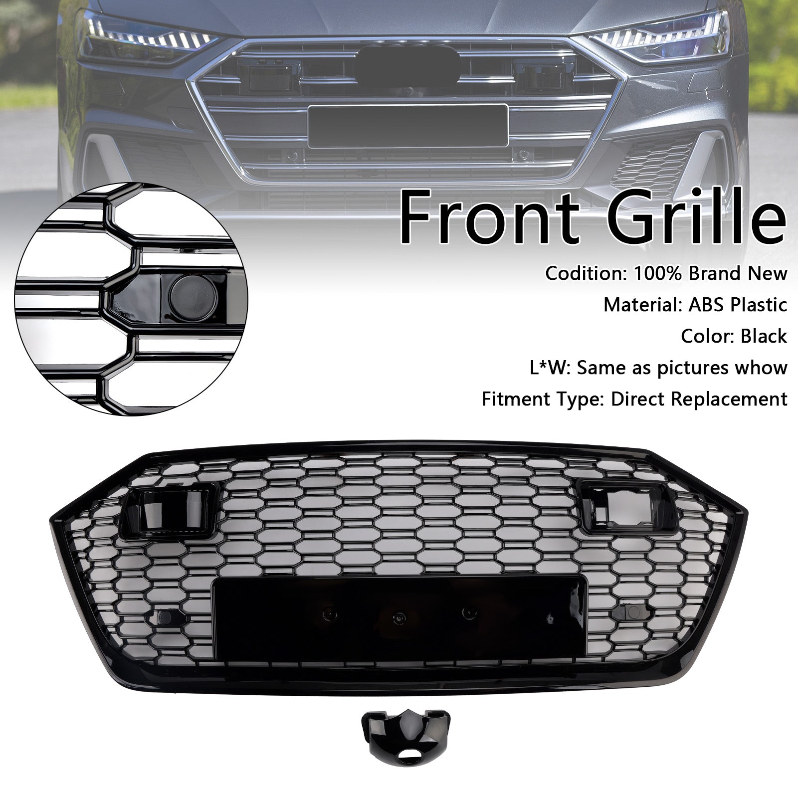 2019-2024 Audi A7 C8 S7 W/ACC Front Bumper Grille Grill Black