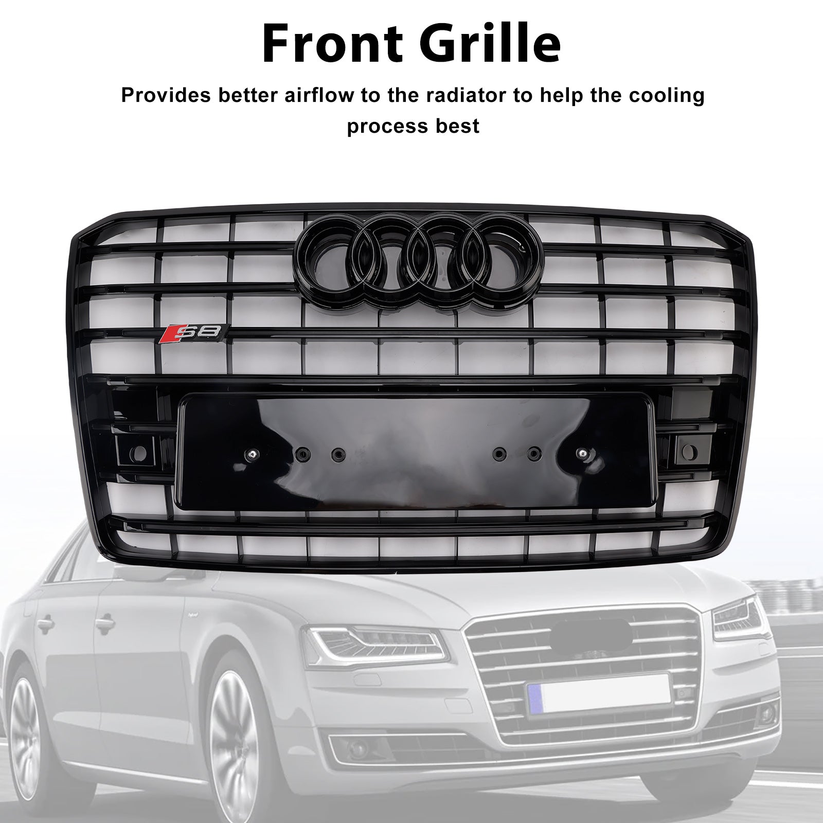 2015-2017 Audi A8 S8 S8 Style avant Bumper Grille Mesh Grill Black