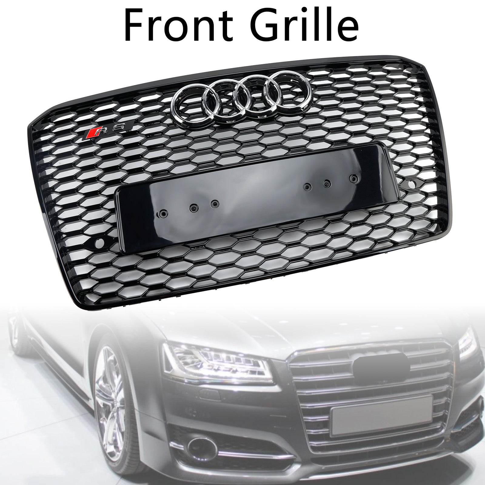 2015-2017 Audi A8 S8 RS8-stijl voorbumpergrille honingraatgrill zwart