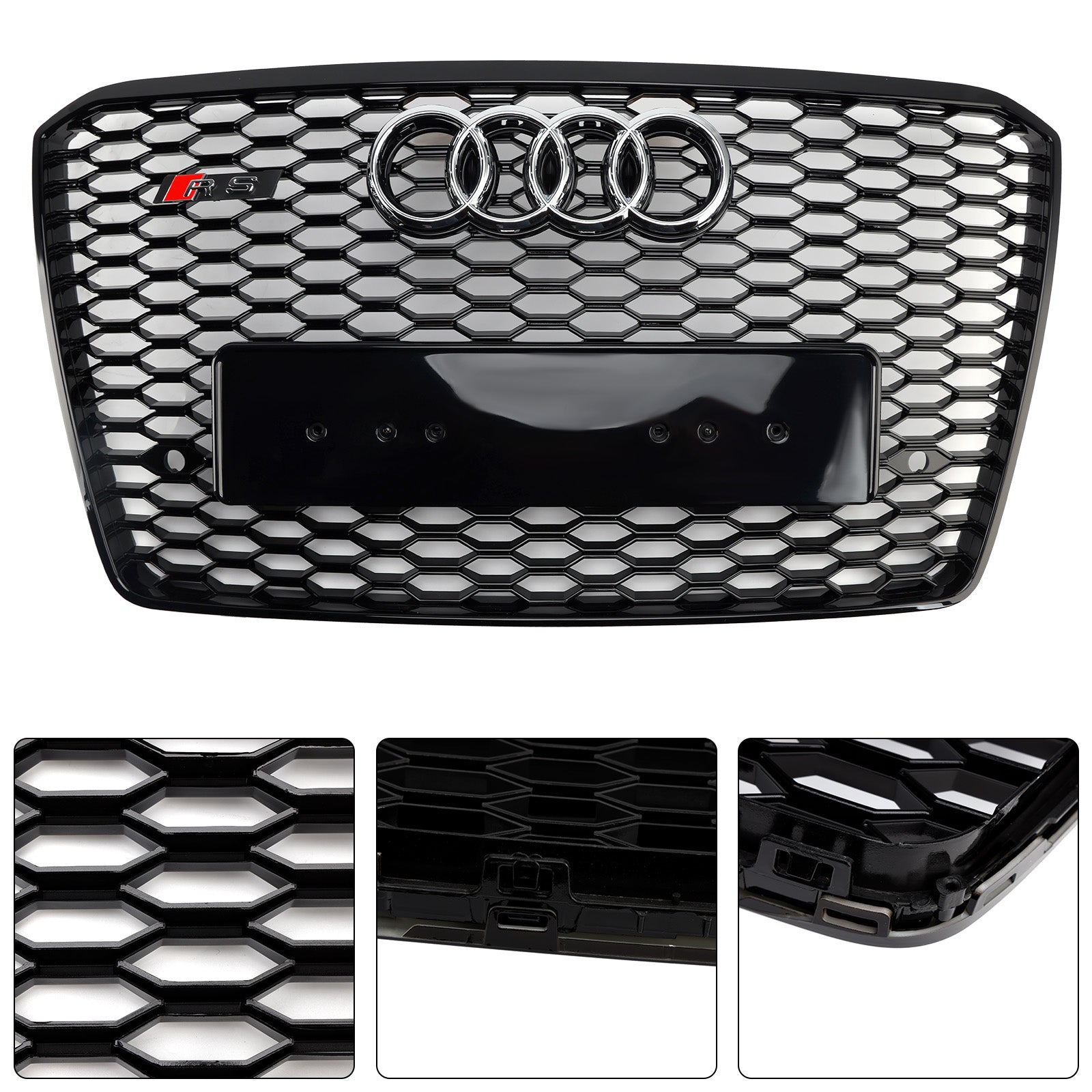 2015-2017 Audi A8 S8 RS8-stijl voorbumpergrille honingraatgrill zwart
