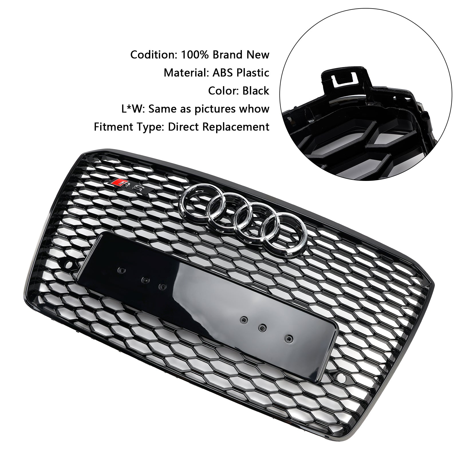 2015-2017 Audi A8 S8 RS8-stijl voorbumpergrille honingraatgrill zwart