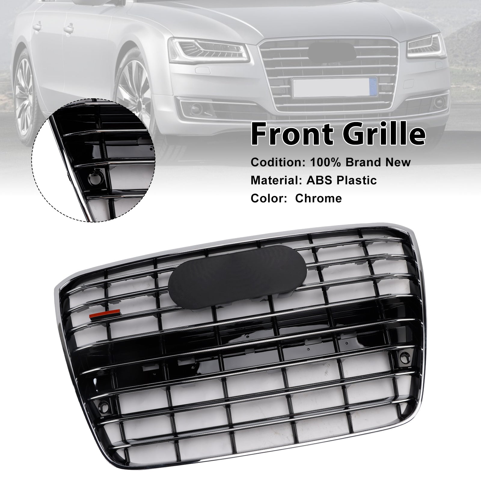 2010-2014 Audi A8 S8 Chrome Front Bumper Mesh Grille Radiator Grill