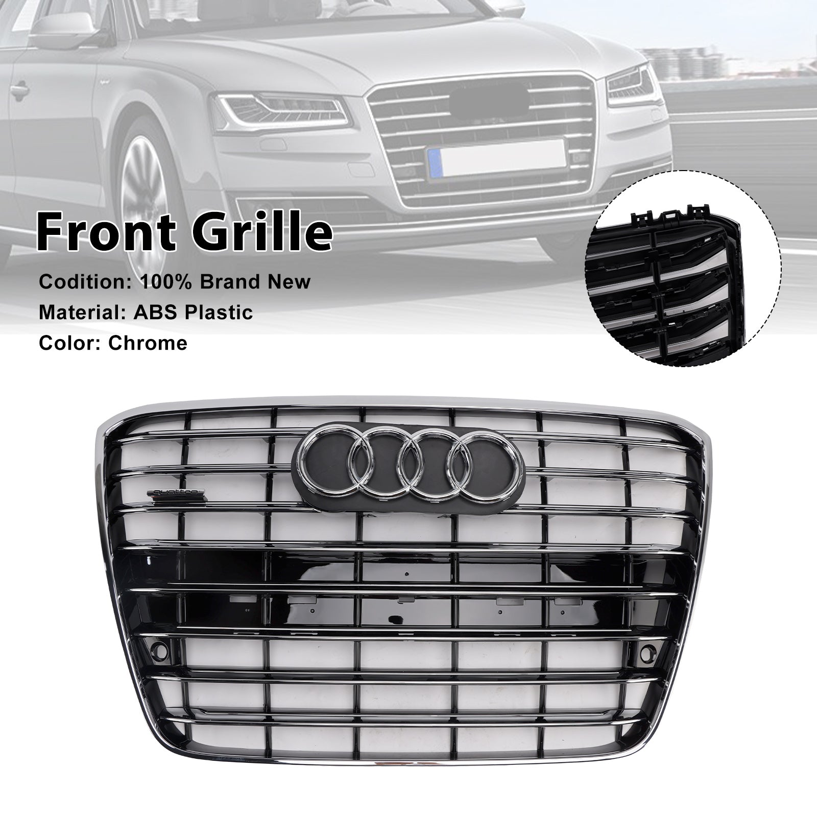 2010-2014 Audi A8 S8 Chrome Pare-chocs avant Grille de radiateur Grille