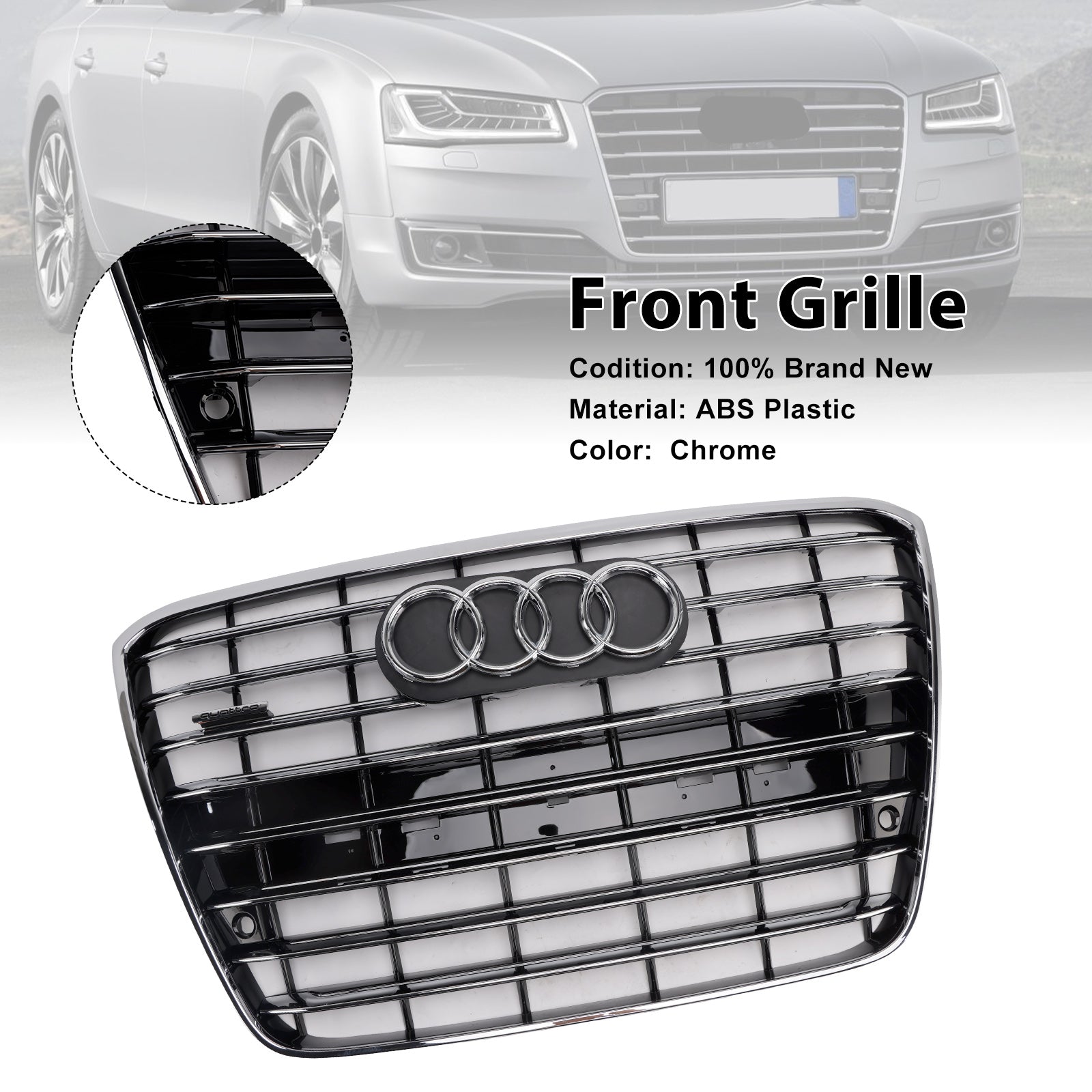 2010-2014 Audi A8 S8 Chrome Pare-chocs avant Grille de radiateur Grille
