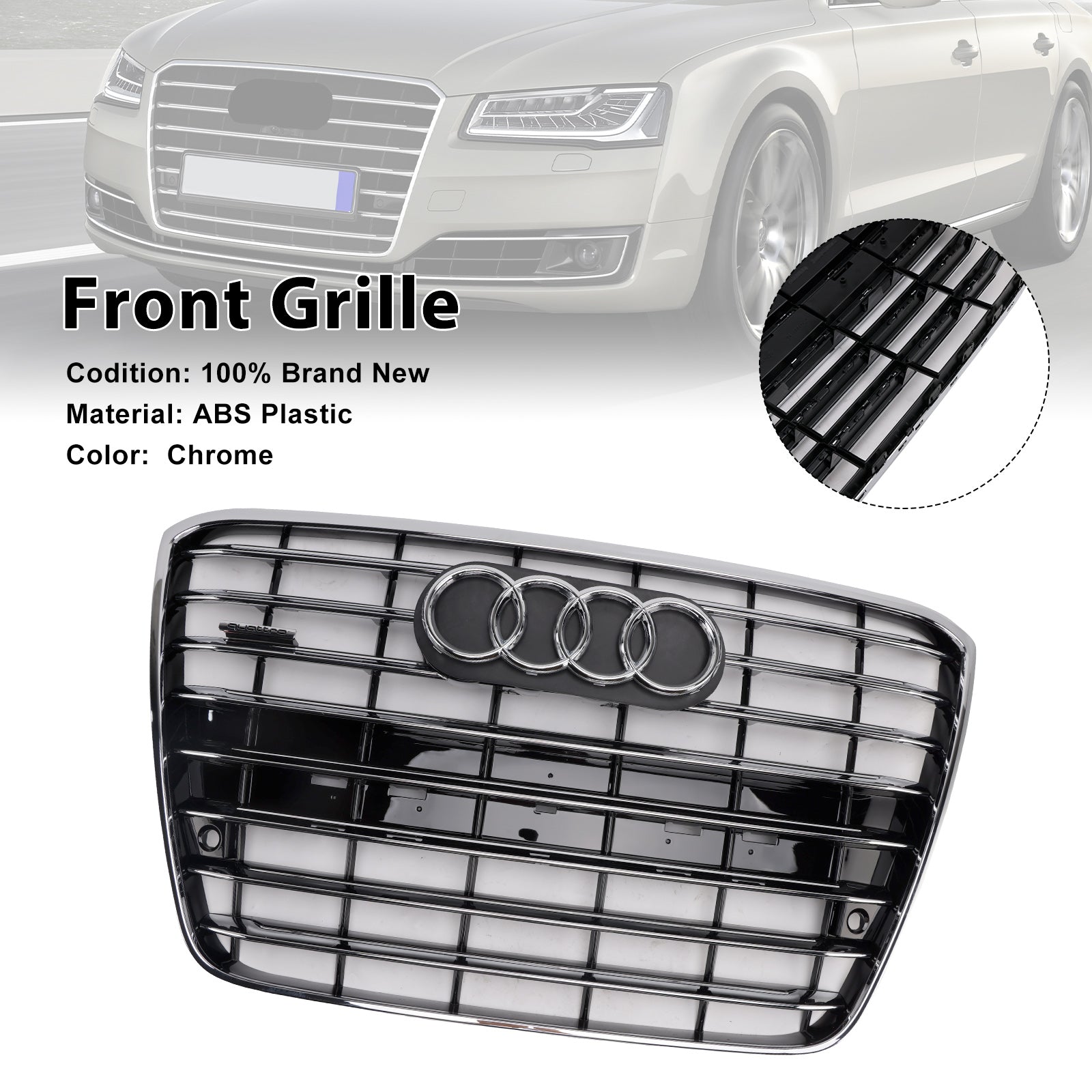 2010-2014 Audi A8 S8 Chrome Pare-chocs avant Grille de radiateur Grille