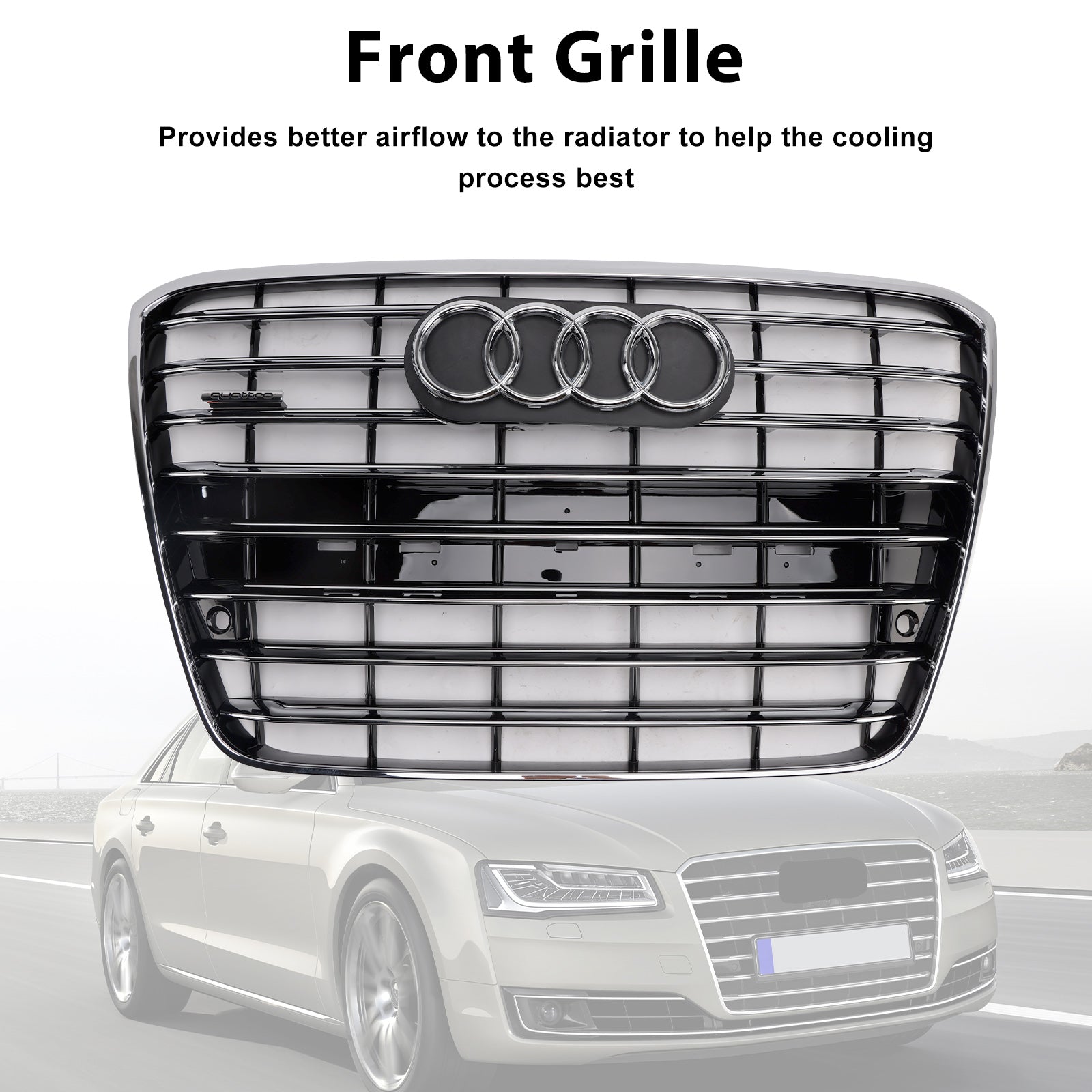 2010-2014 Audi A8 S8 Chrome Pare-chocs avant Grille de radiateur Grille