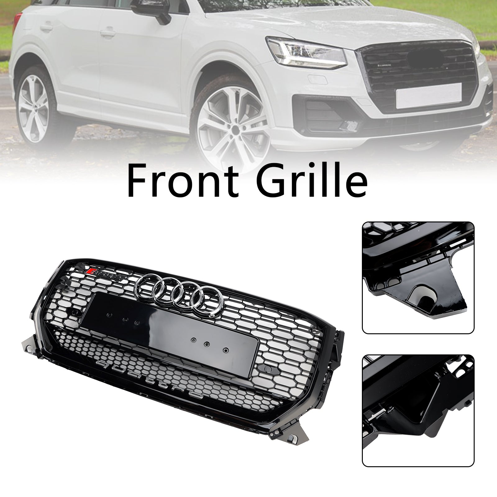 AUDI Q2 2016-2020 préfacelift Bloss Black Front Honeycomb Grille Grill