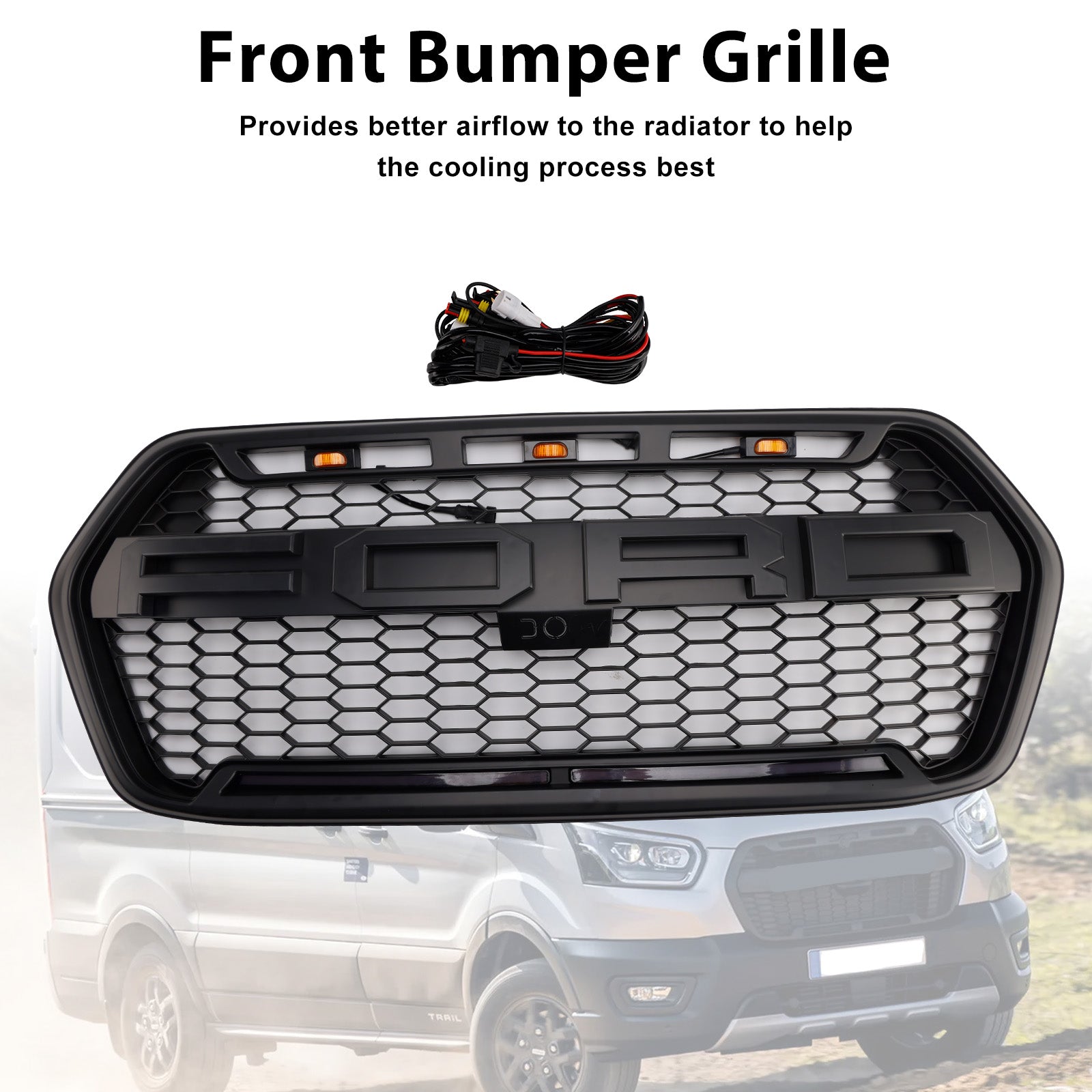 2020-2025 Ford Transit 150 250 350 Raptor-stijl voorbumpergrille