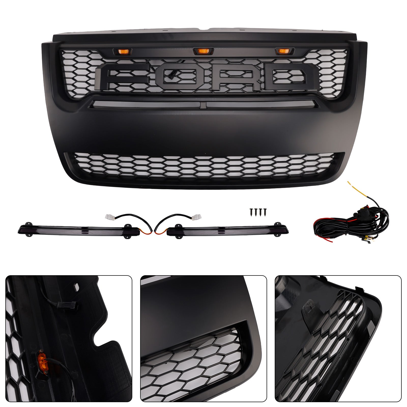 Ford Explorer 2006-2010 con parrilla de parachoques superior delantera negra clara