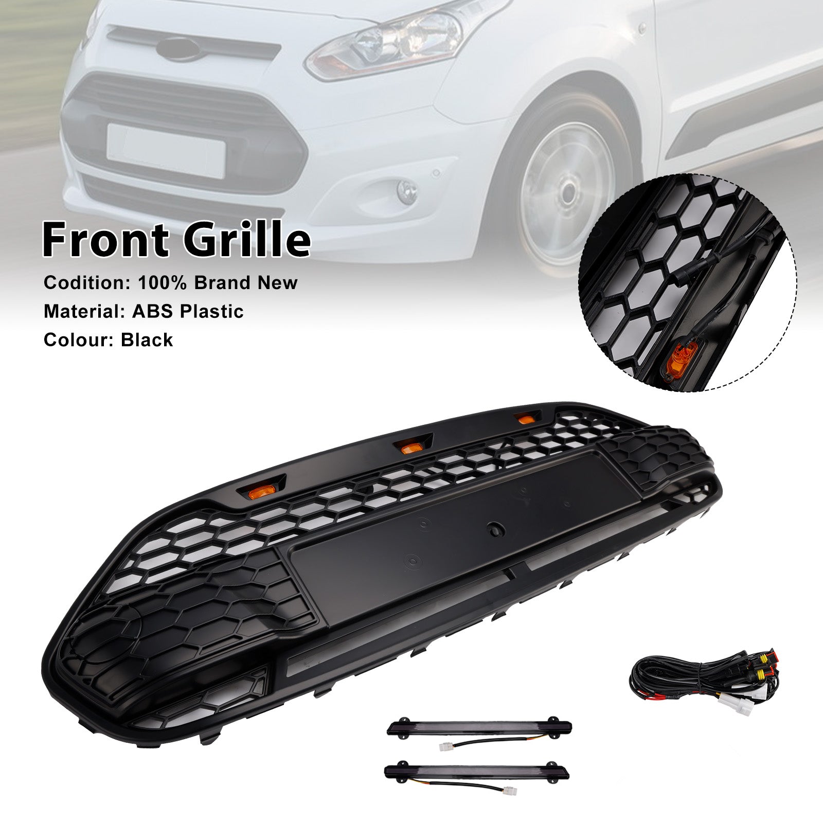 Grille de pare-chocs avant noire Ford Transit Connect avec LED 2014-2018