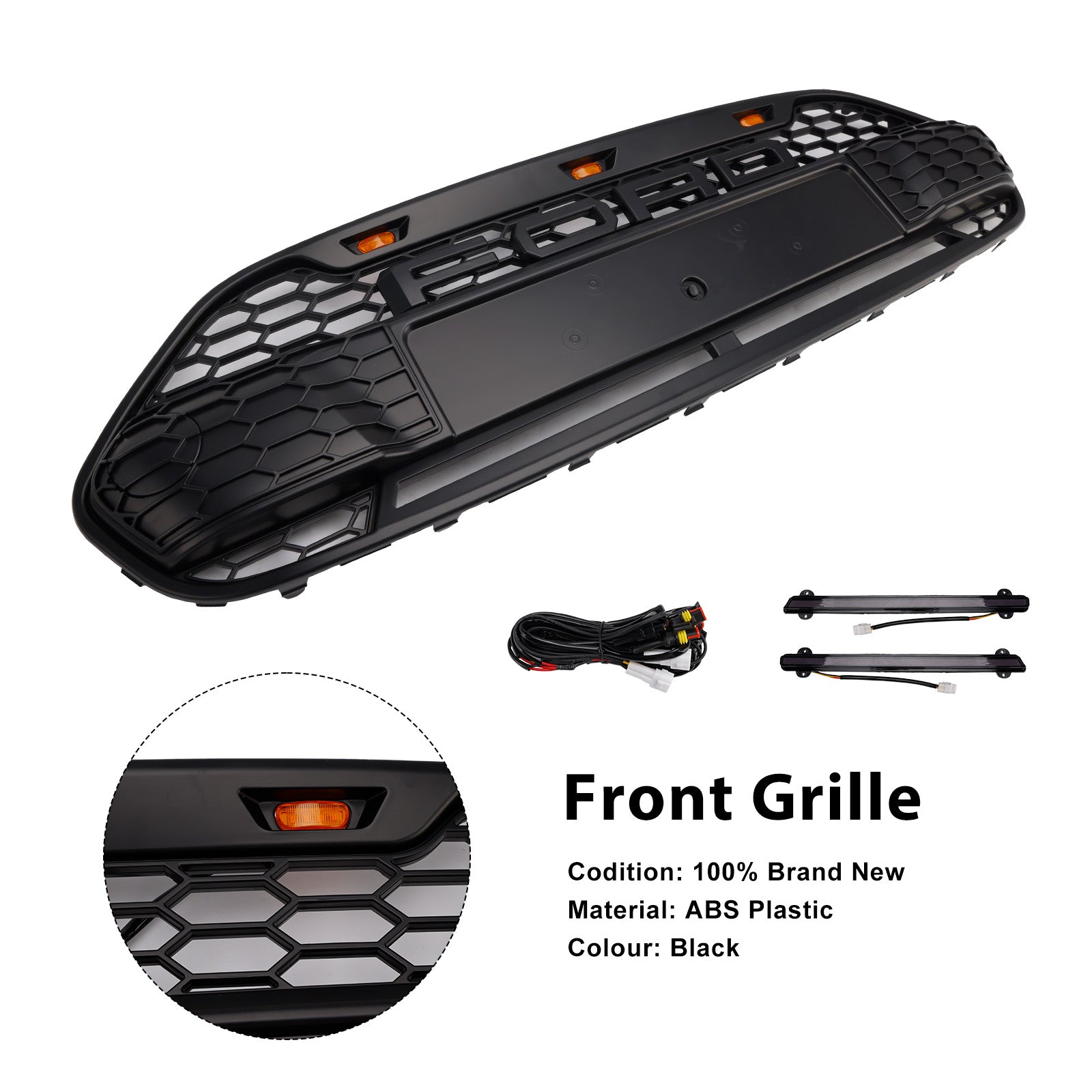 2014-2018 Ford Transit Connect W/LED Black Front Bumper Grill Grille