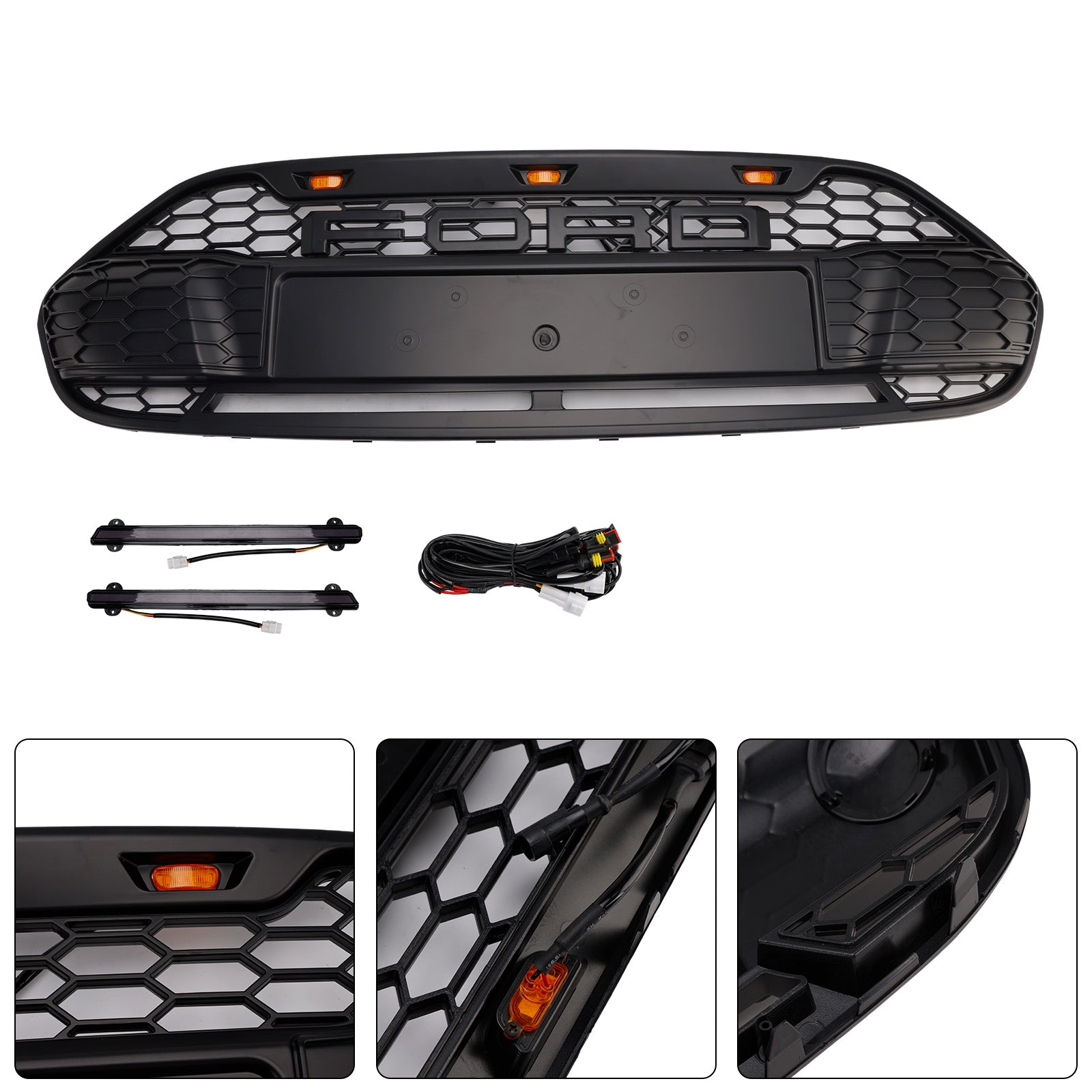 2014 2015 2016 2017 2018 Ford Transit Connect With LED Black Front Bumper Grill Grille