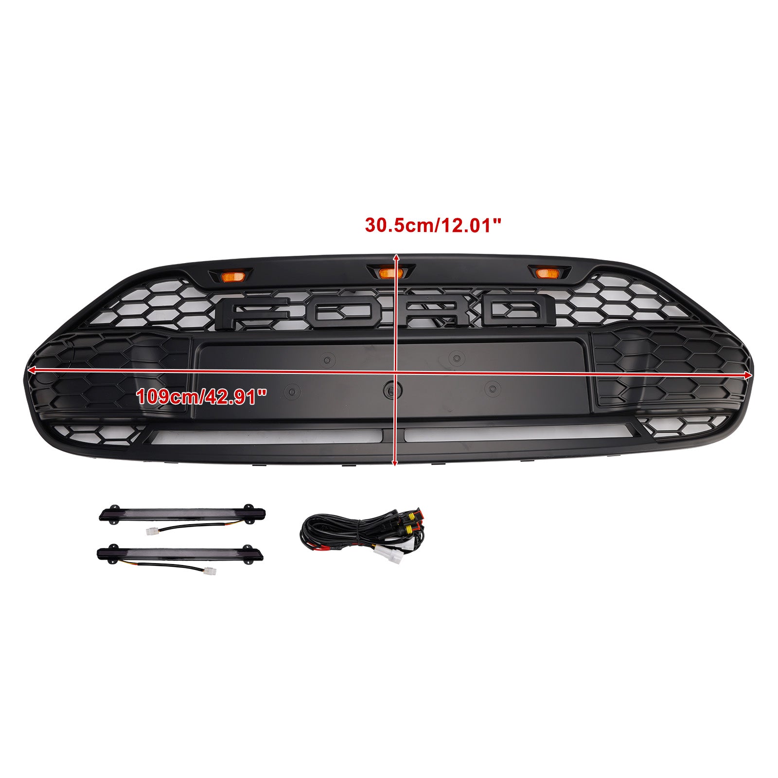 2014 2015 2016 2017 2018 Ford Transit Connect With LED Black Front Bumper Grill Grille